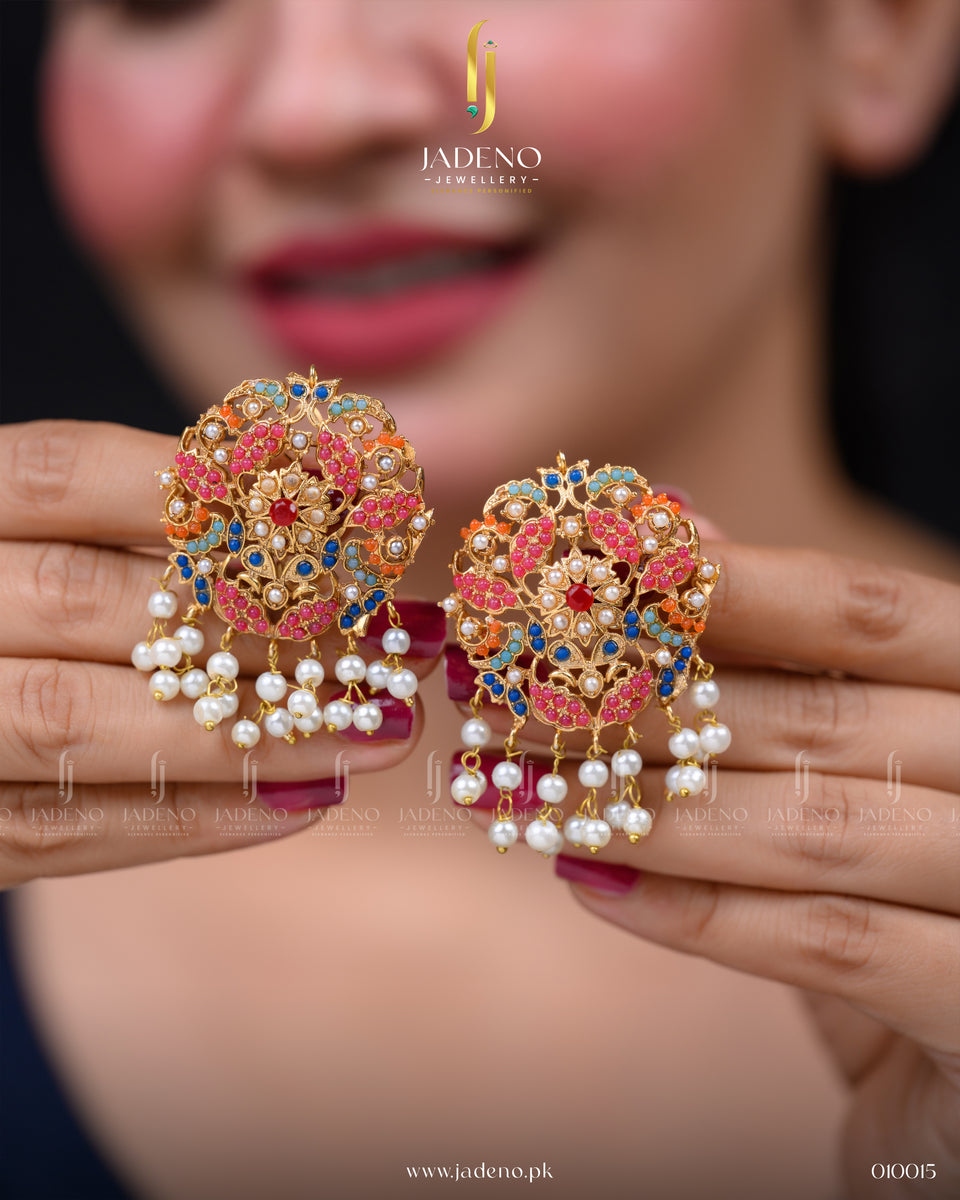 Buy Splendid Nauratan Studs Online in Pakistan Jadeno.pk