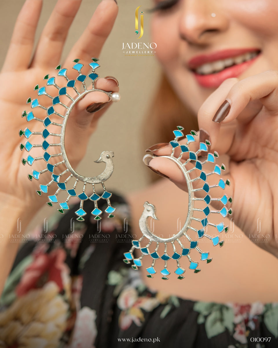 Buy Peacock Ear Cuffs Online in Pakistan Jadeno.pk