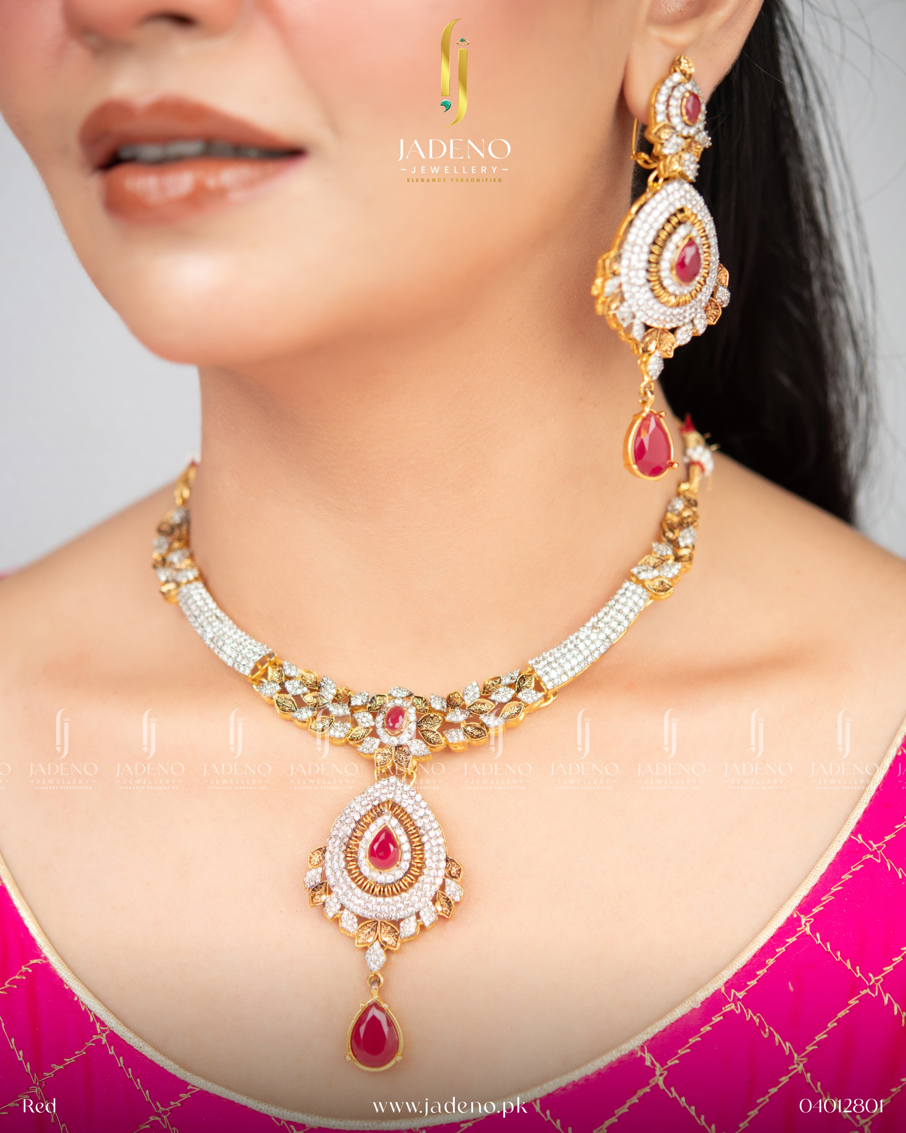 Imported Zirca Chetum Gold Designed Necklace Set With Tika