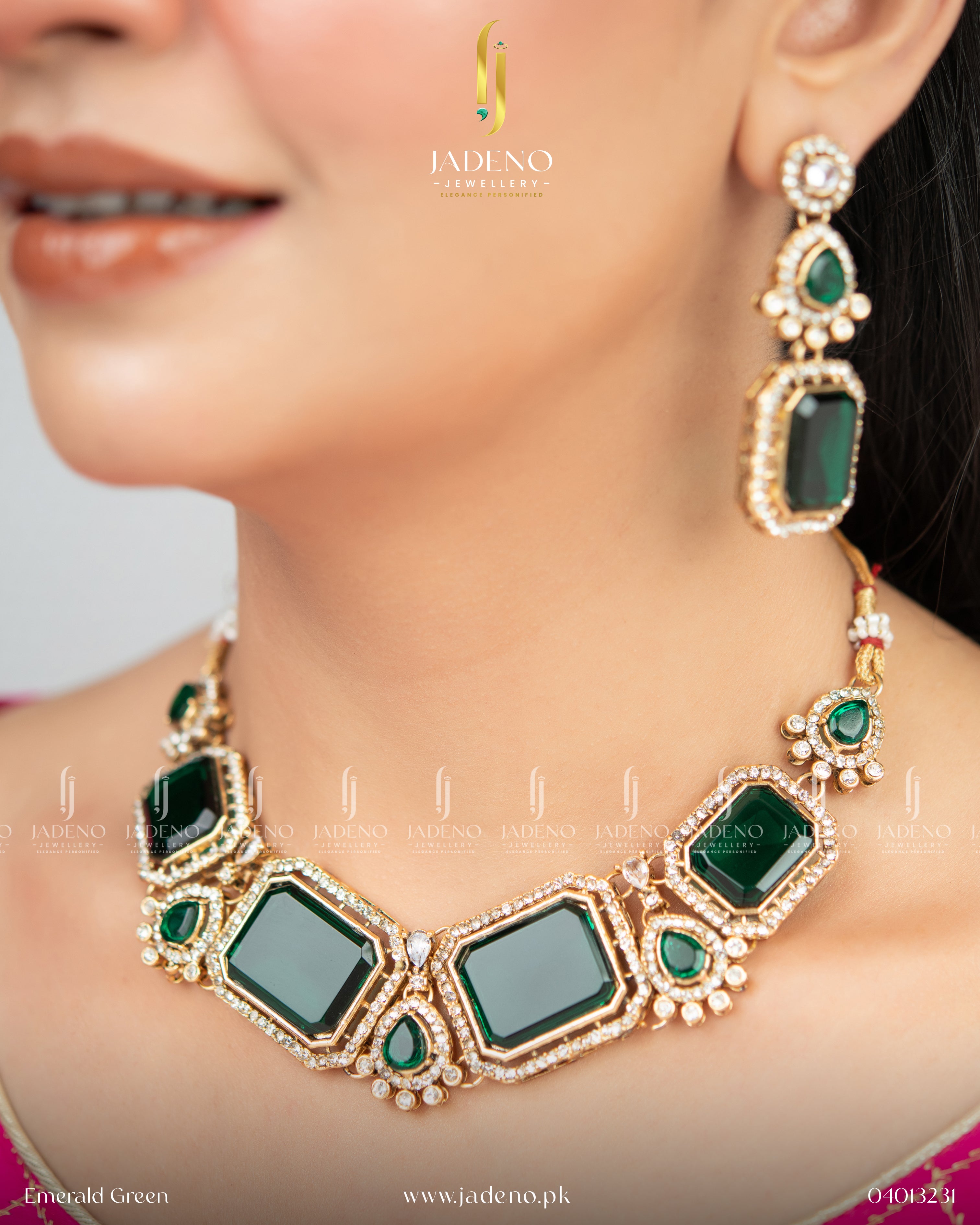 Finest Zirca AD Big Stones Necklace Set