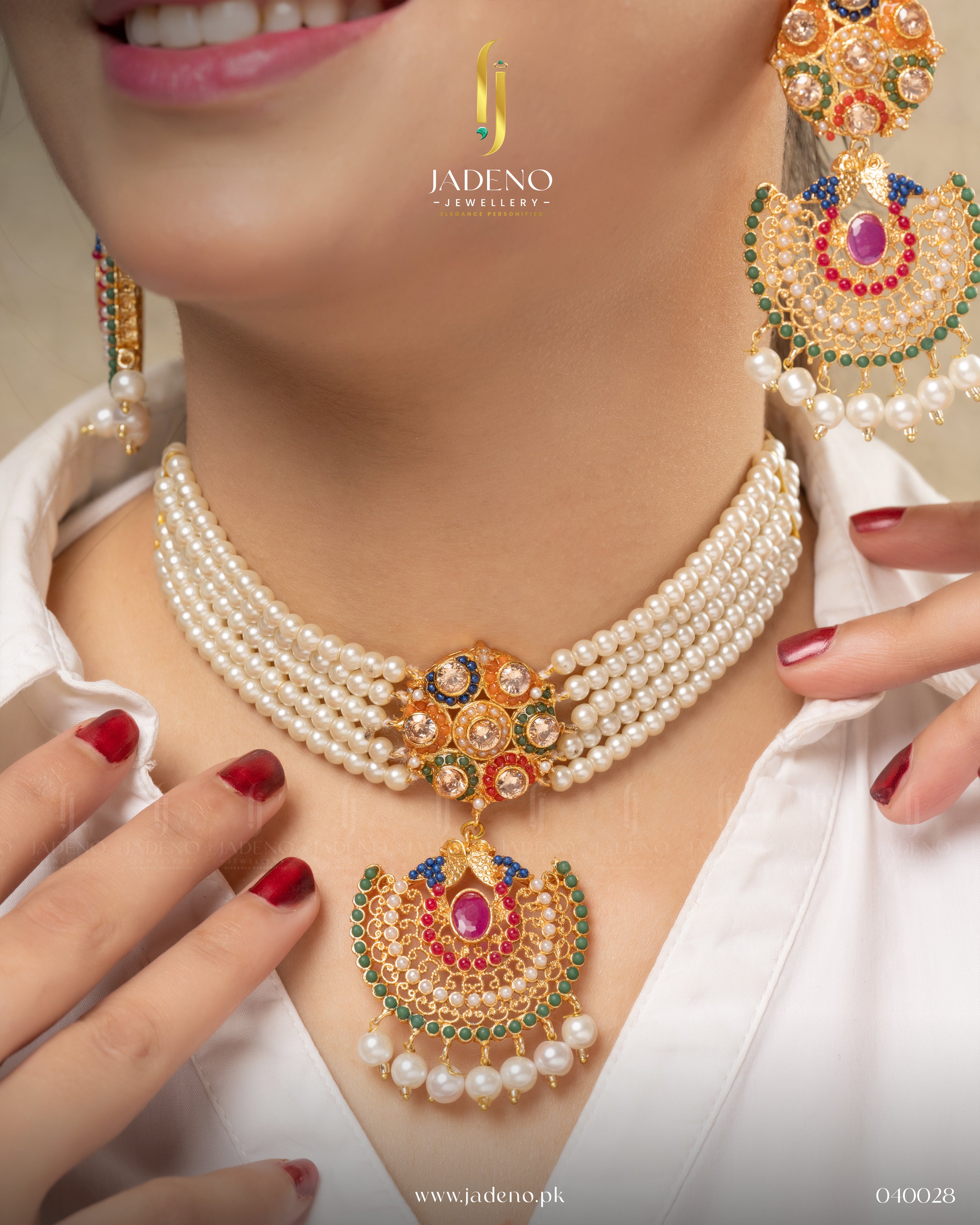 Buy Nakshi Nauratan Choker Set Online in Pakistan | Jadeno.pk