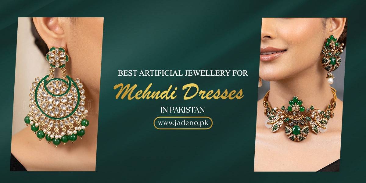 Image of a bride with Best Artificial Jewellery for Mehndi Dress