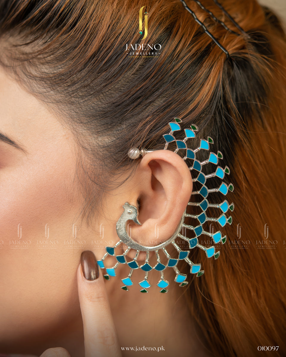 Buy Peacock Ear Cuffs Online in Pakistan Jadeno.pk