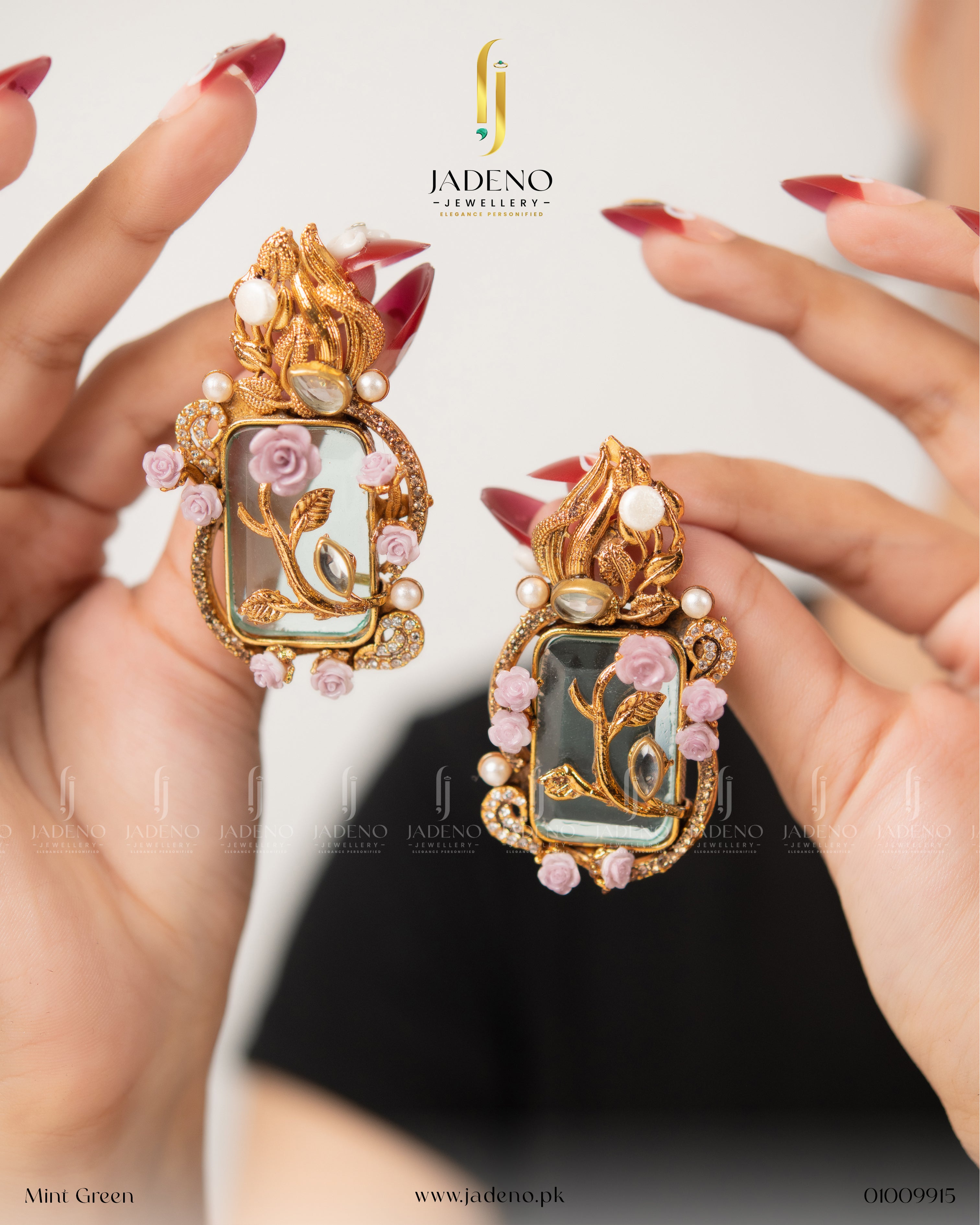 Designer's Leaf Cut 88 Stone Earrings