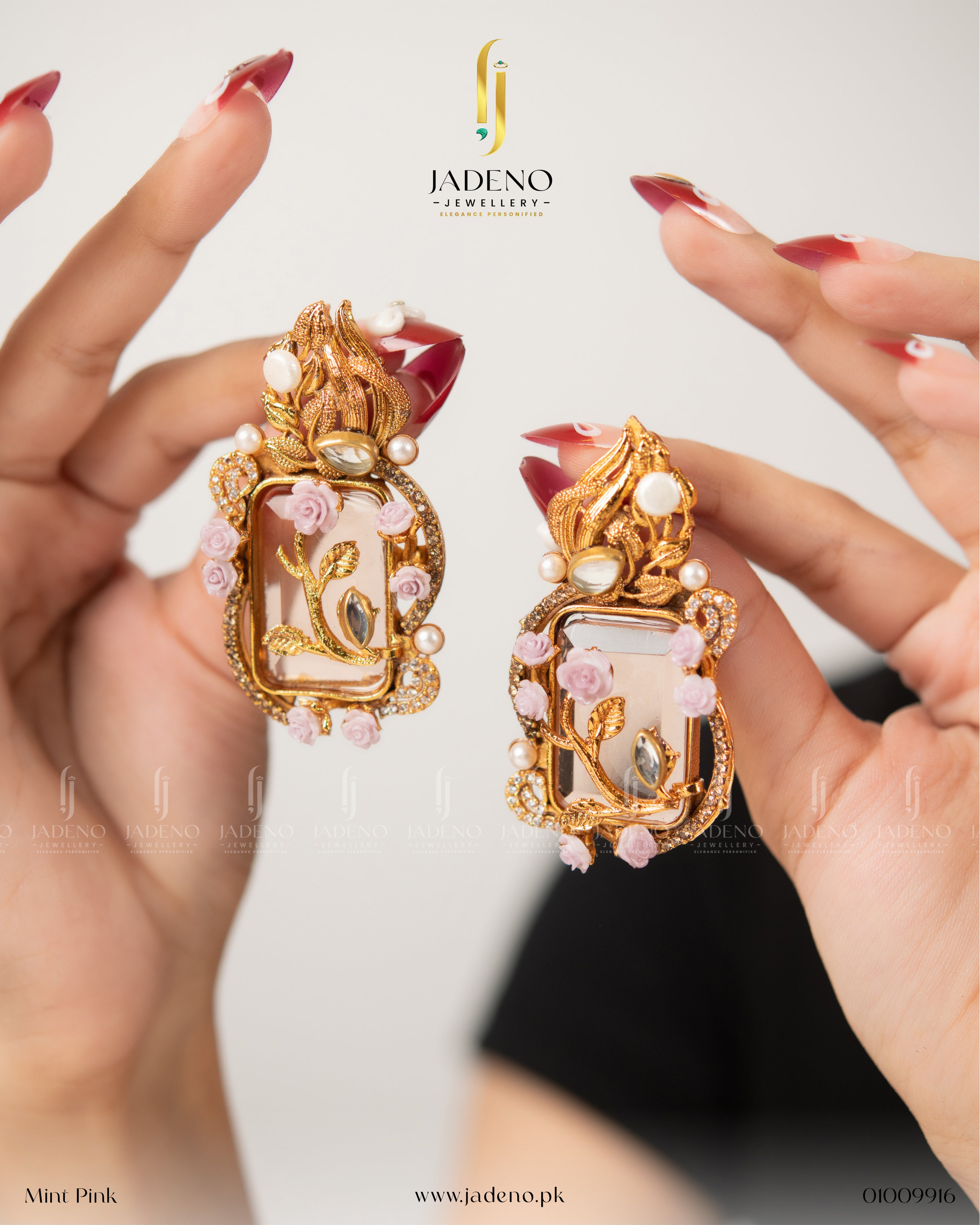 Designer's Leaf Cut 88 Stone Earrings