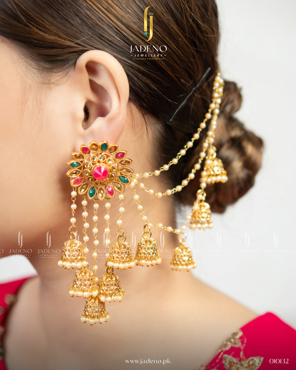 Buy Multi Stones Bahubali Jhumka Online in Pakistan | Jadeno.pk