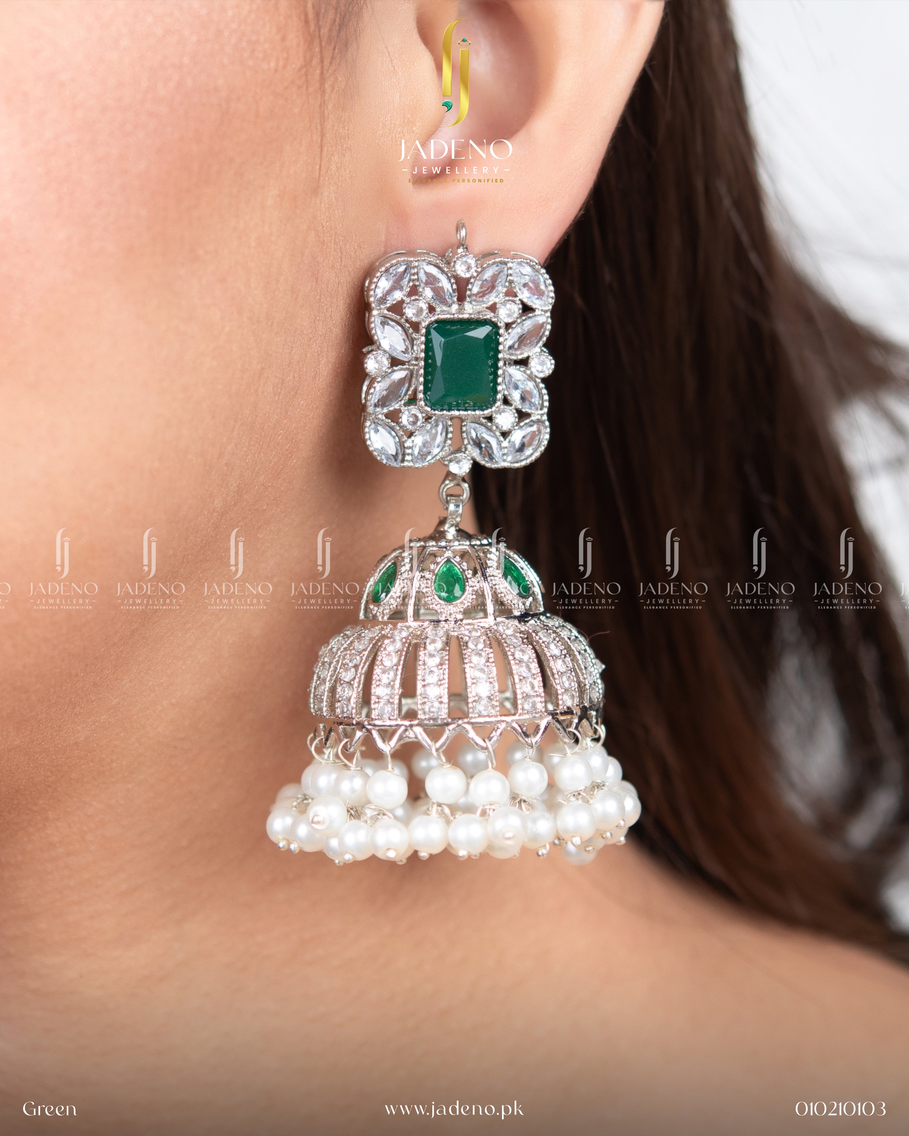 Premium Quality Silver Polki Jhumkas