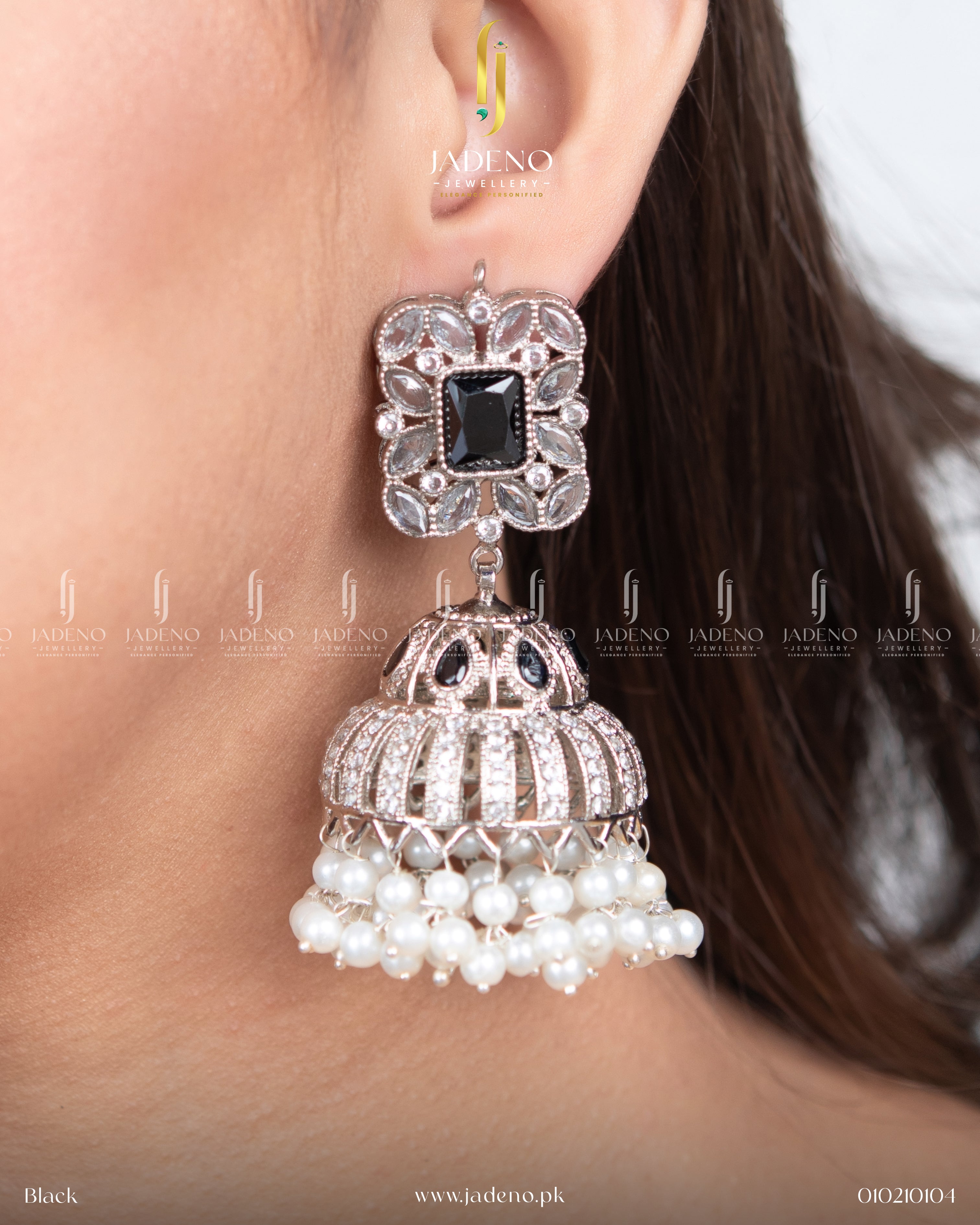 Premium Quality Silver Polki Jhumkas