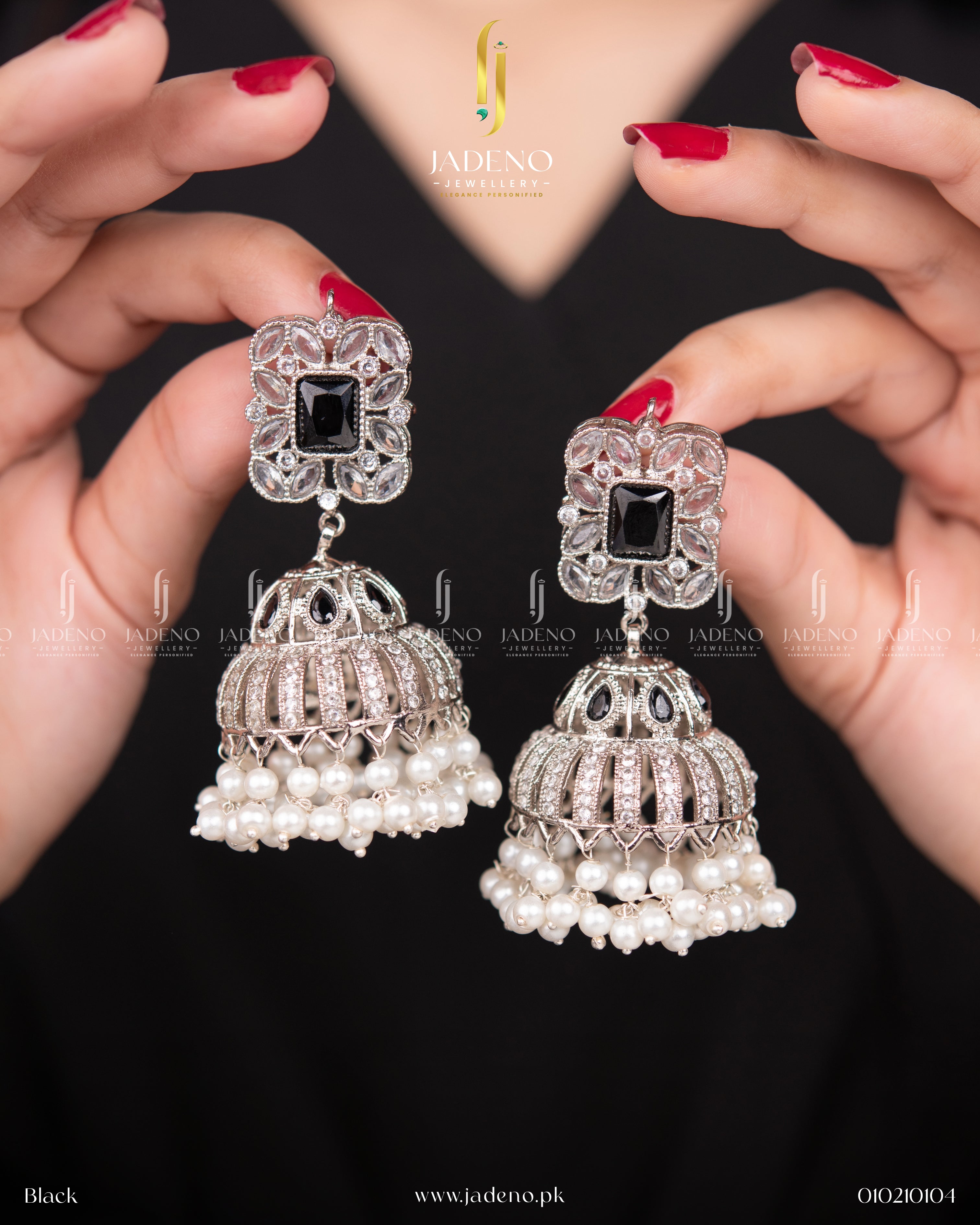 Premium Quality Silver Polki Jhumkas