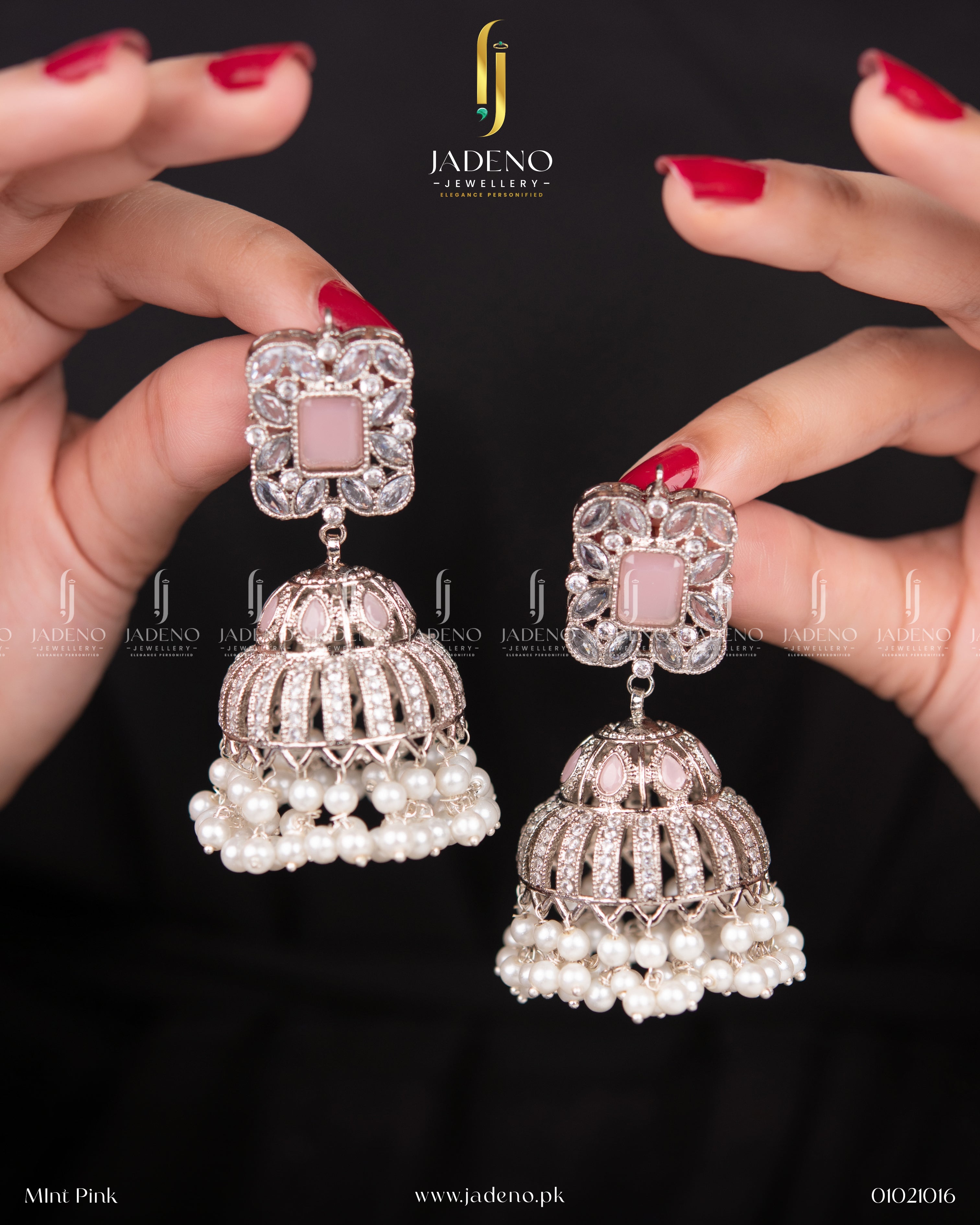 Premium Quality Silver Polki Jhumkas