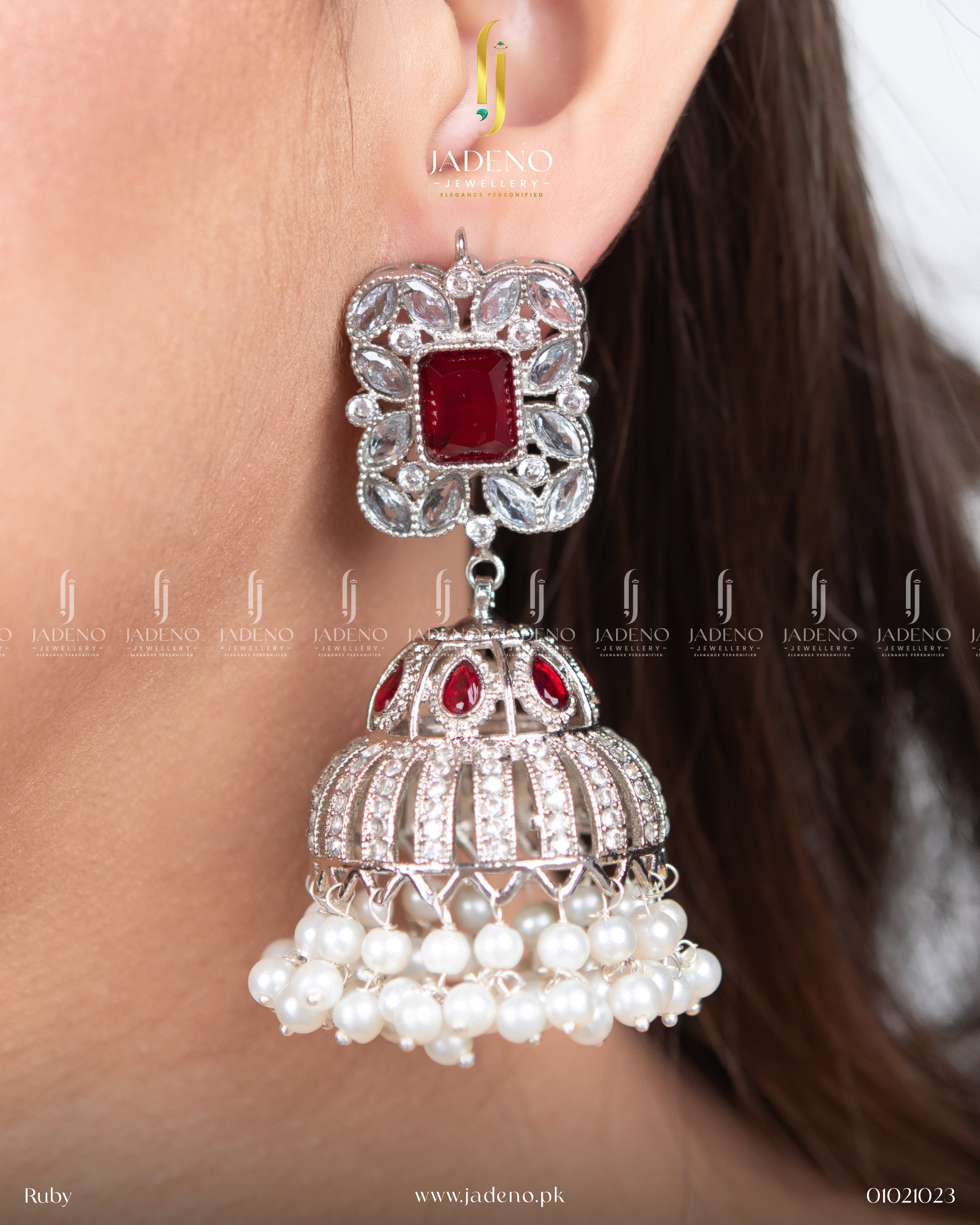 Premium Quality Silver Polki Jhumkas