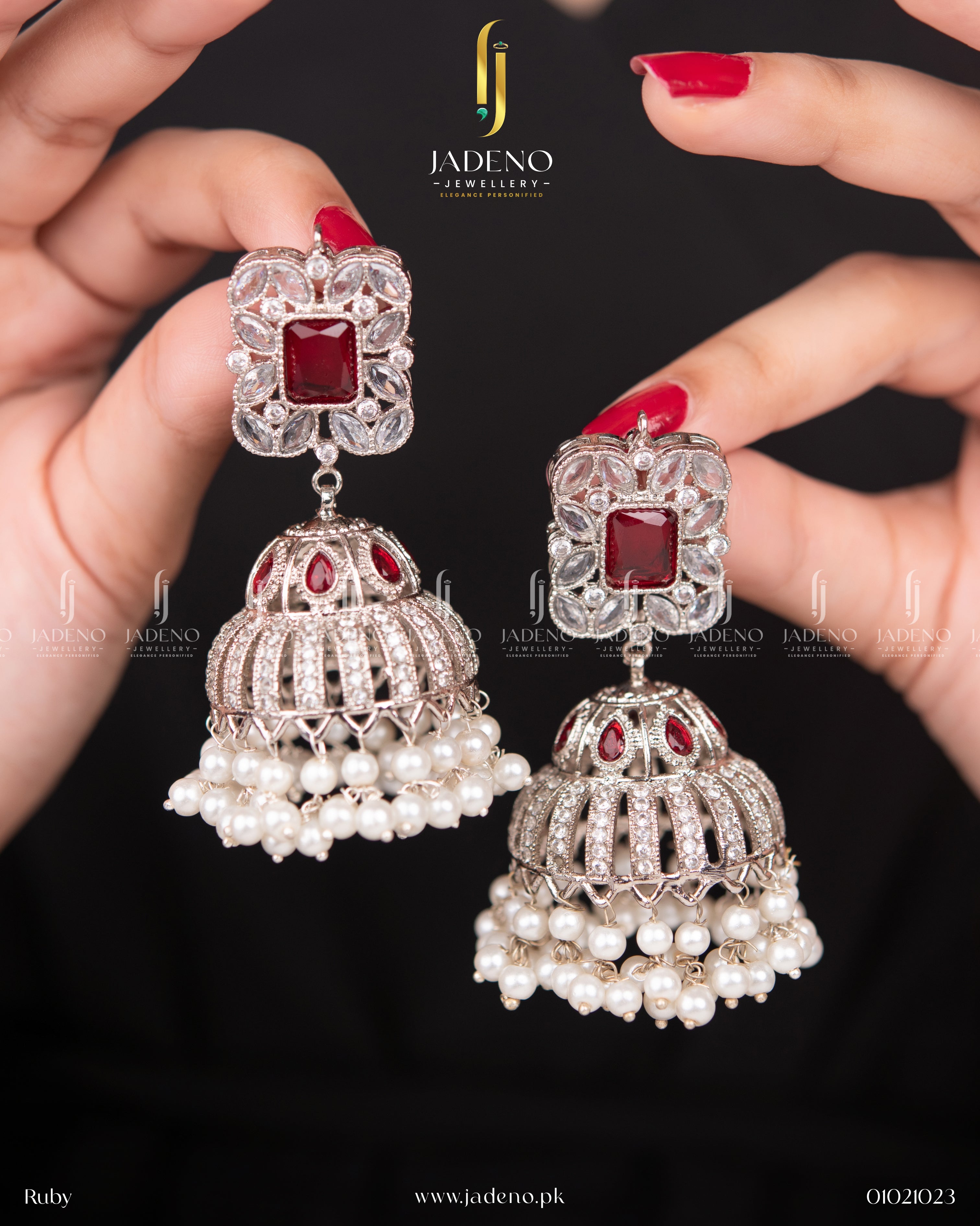 Premium Quality Silver Polki Jhumkas