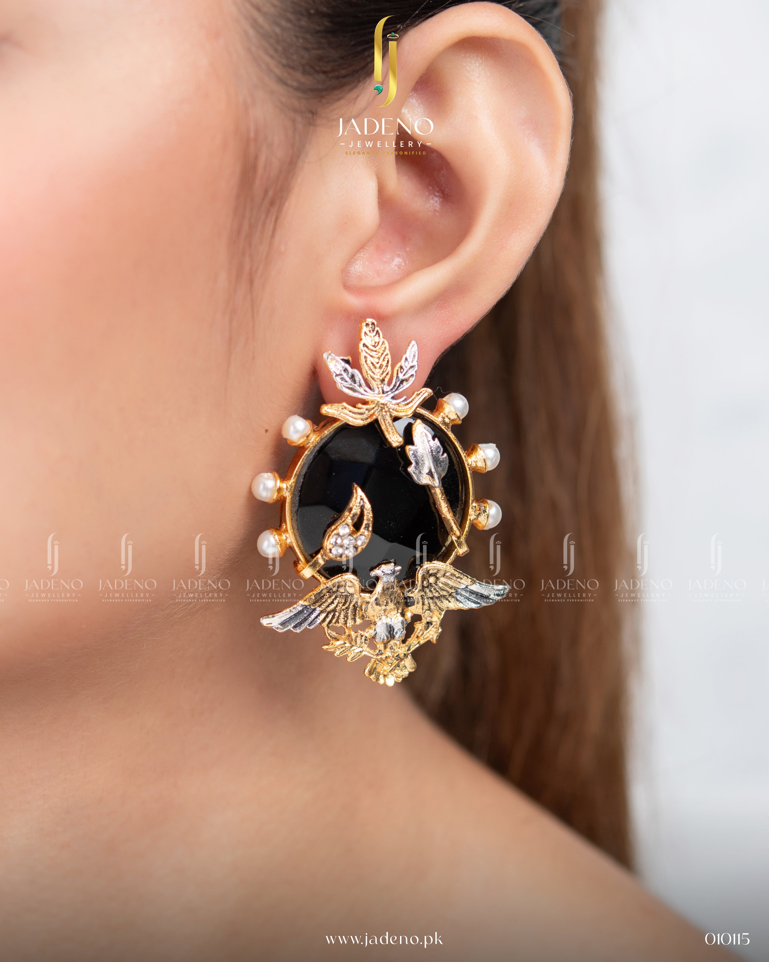 Princess Vintage Gold stone Earrings
