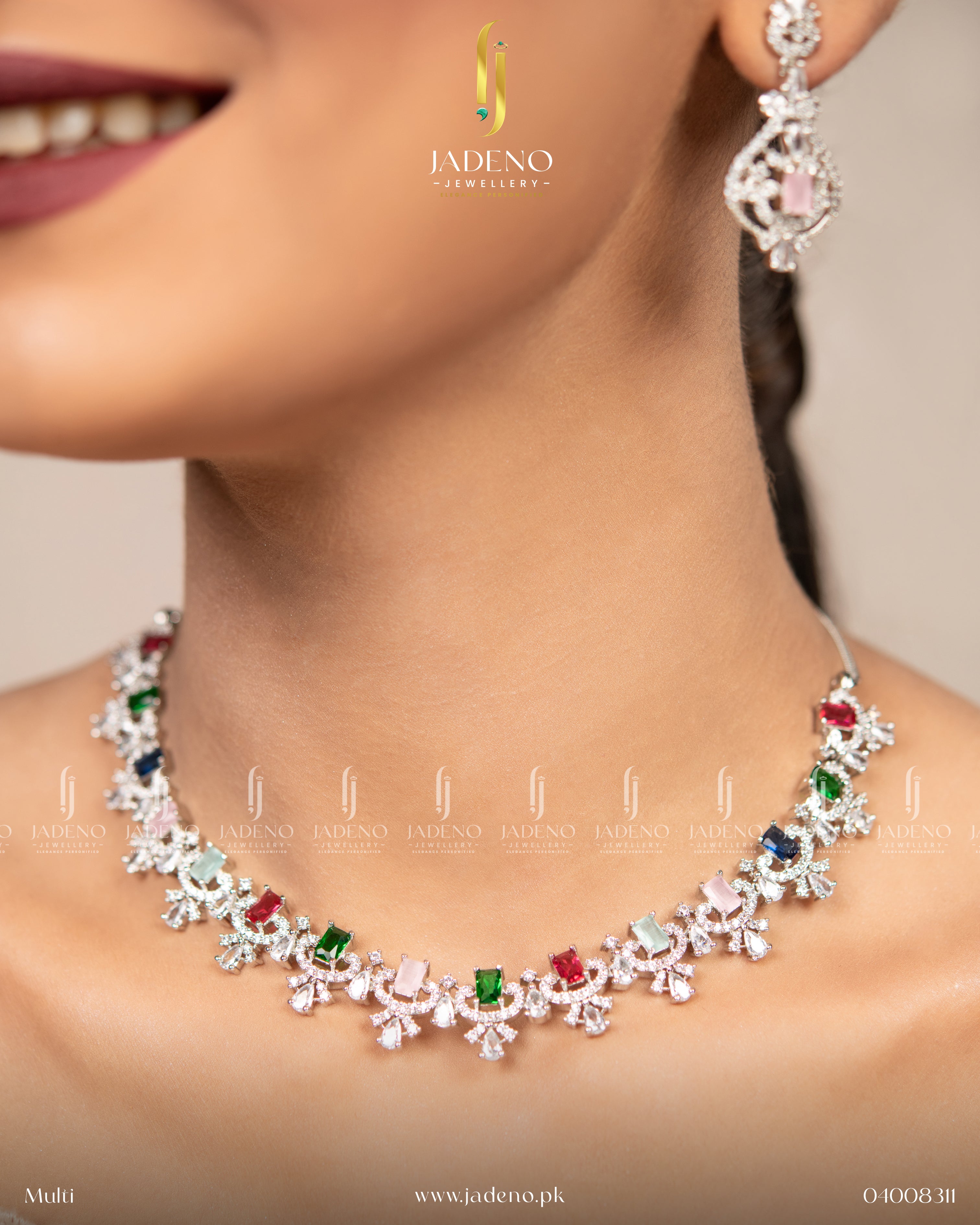 Beauteous American Diamond Set with Tika