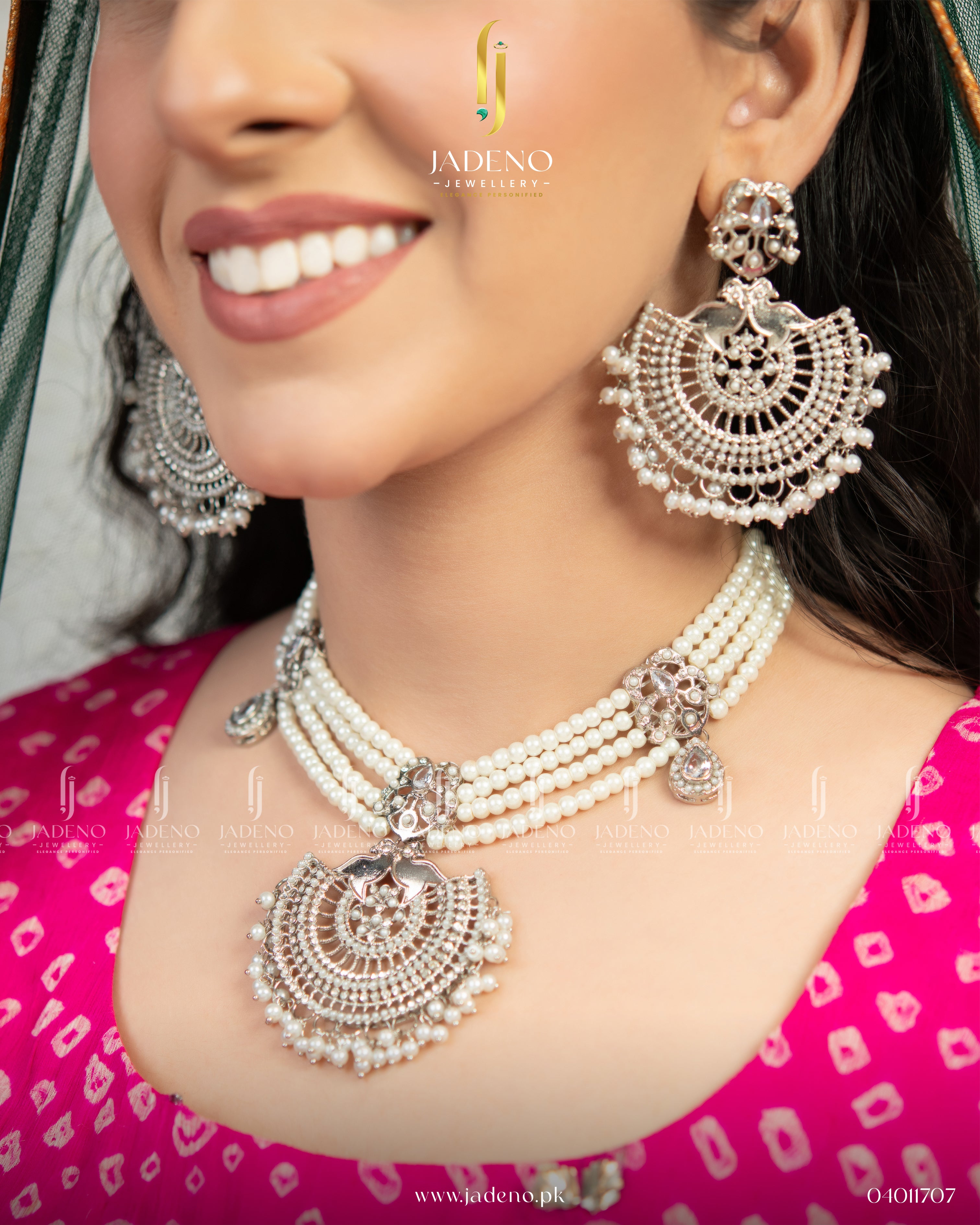 Pearl Peacock Choker Set with Tika