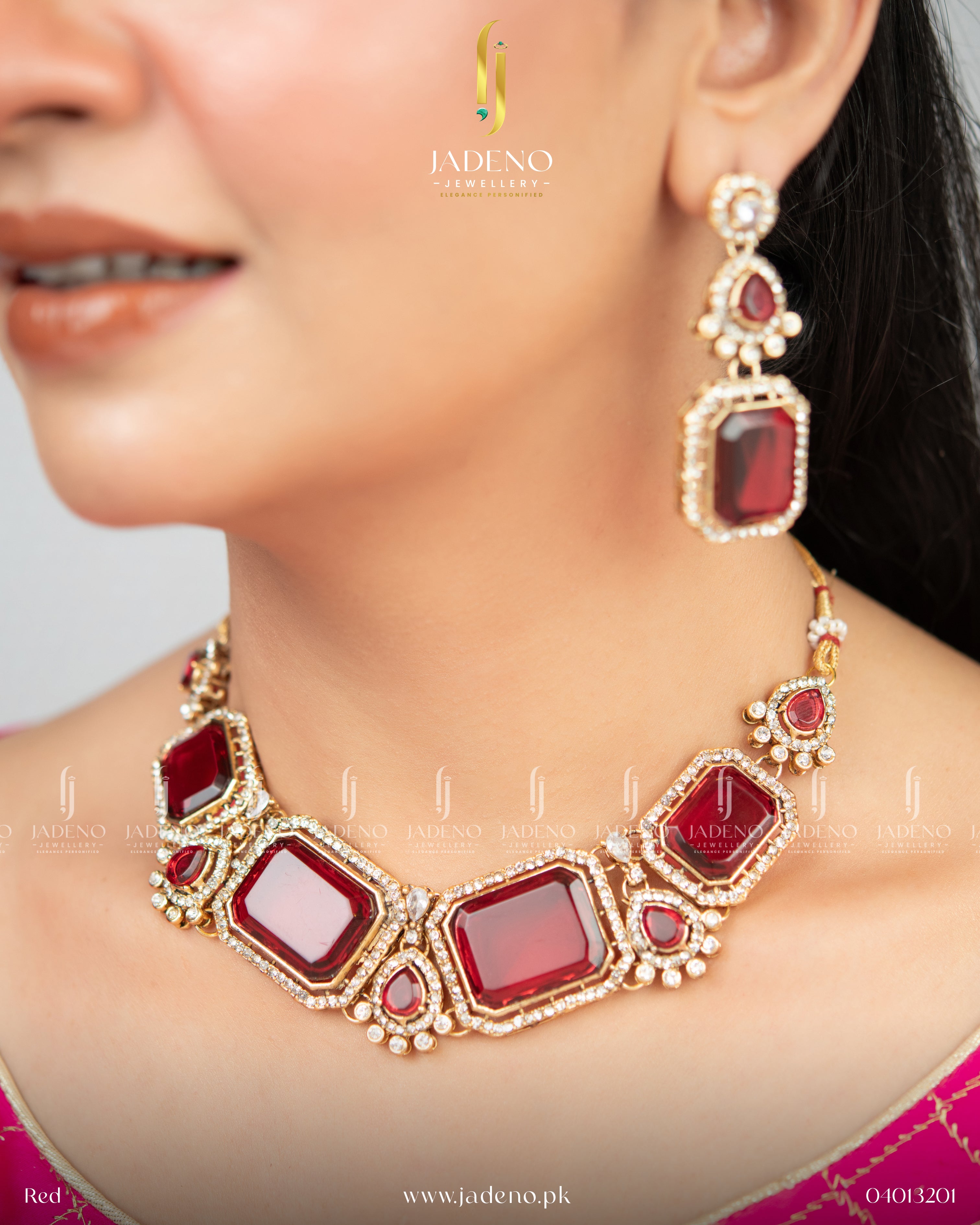 Finest Zirca AD Big Stones Necklace Set