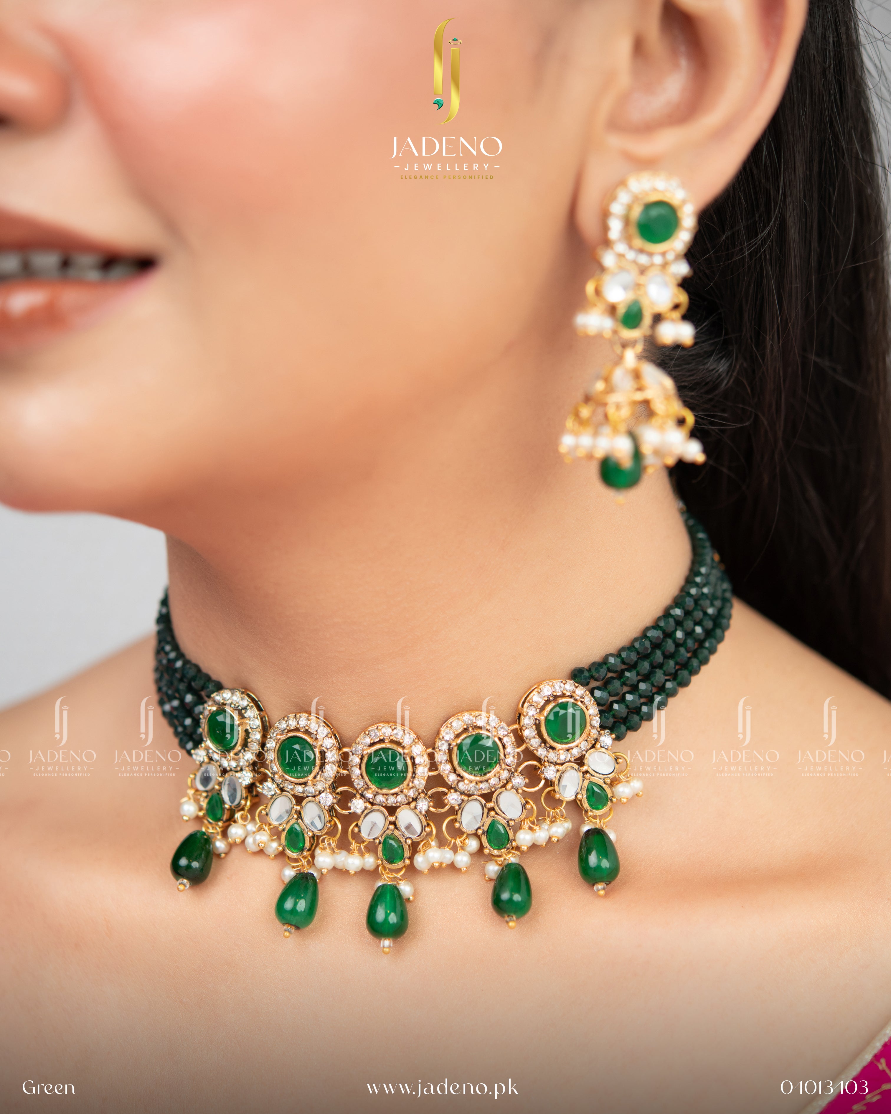 Victorian Satakshi Choker Set with Tika