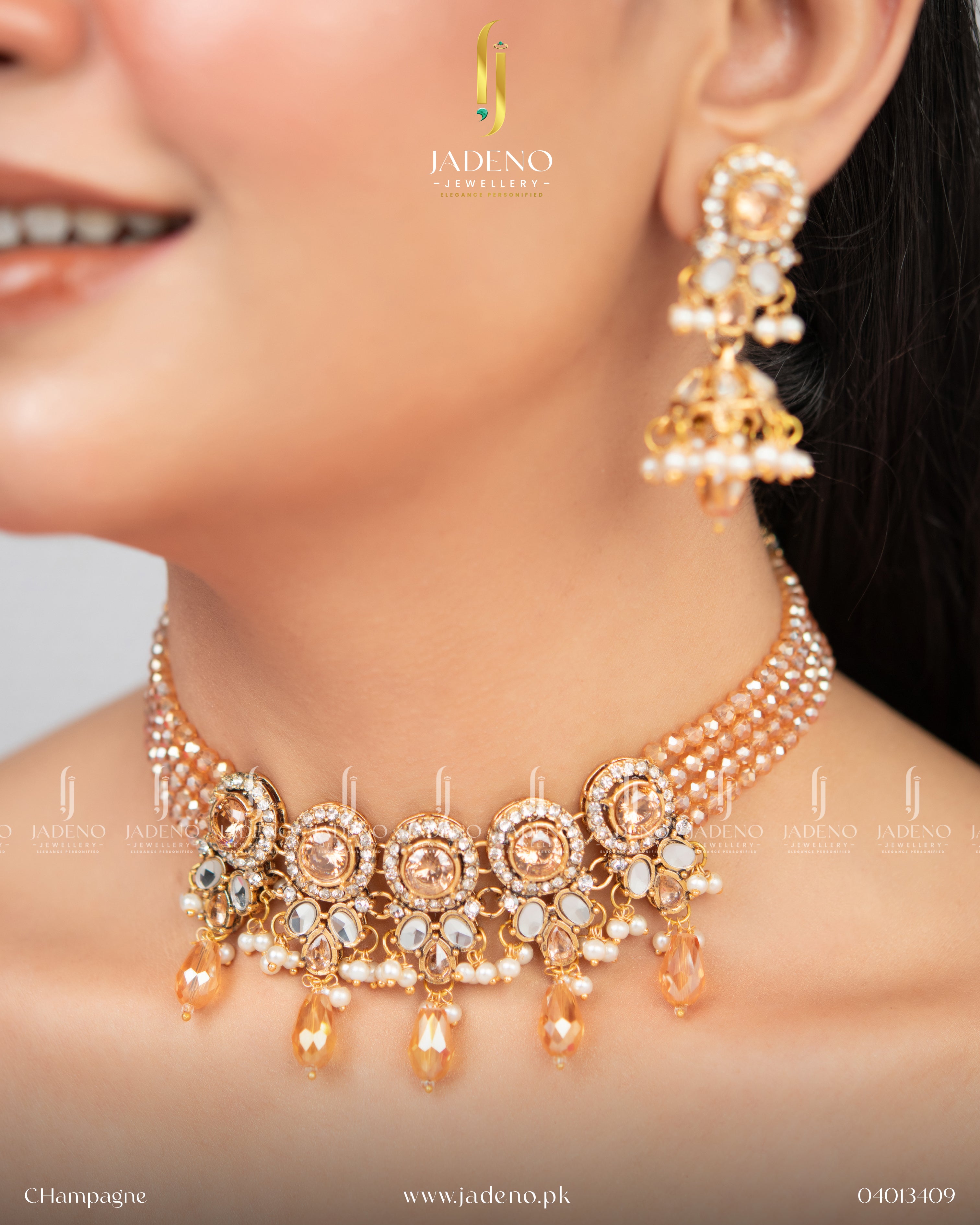 Victorian Satakshi Choker Set with Tika