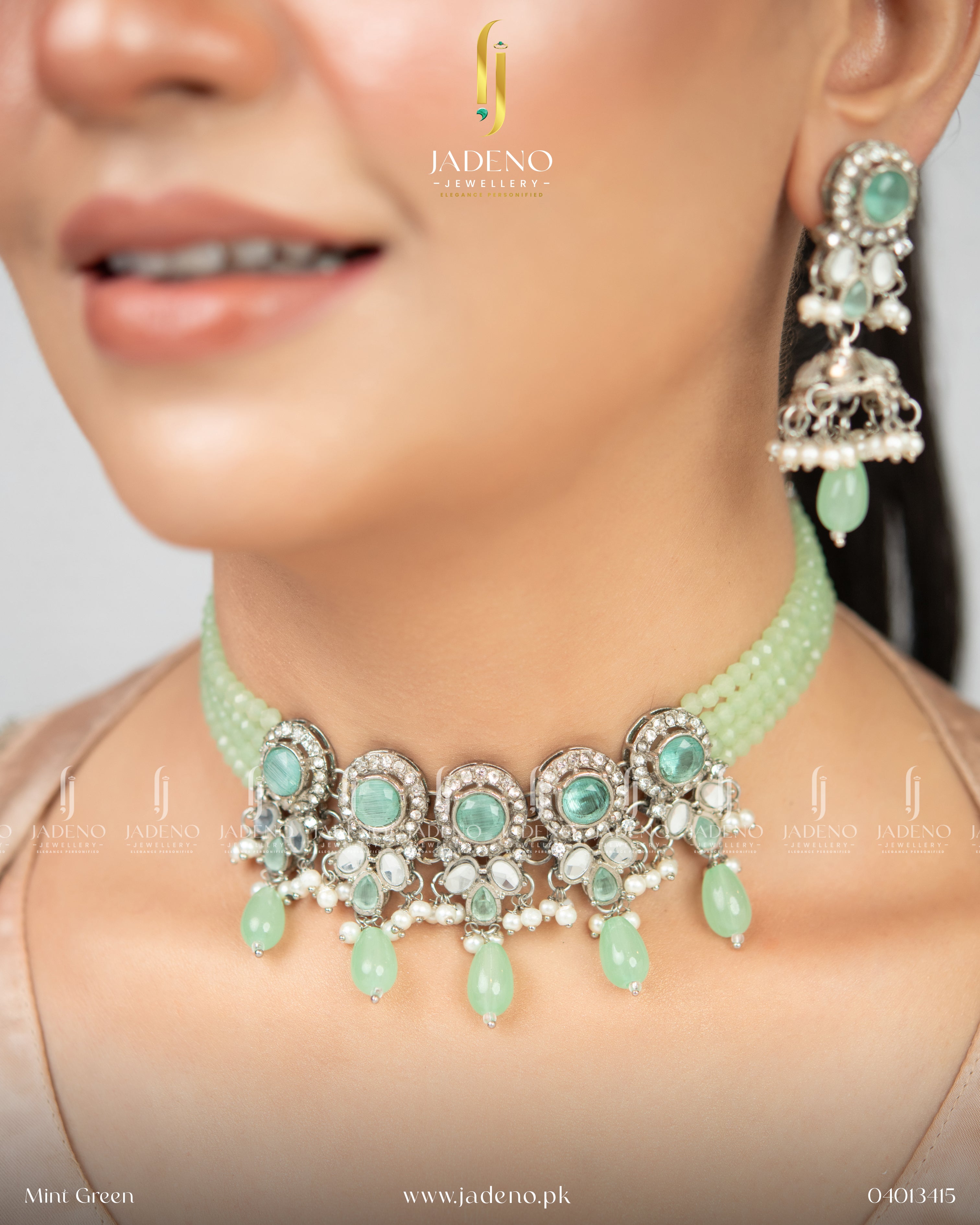 Victorian Satakshi Choker Set with Tika