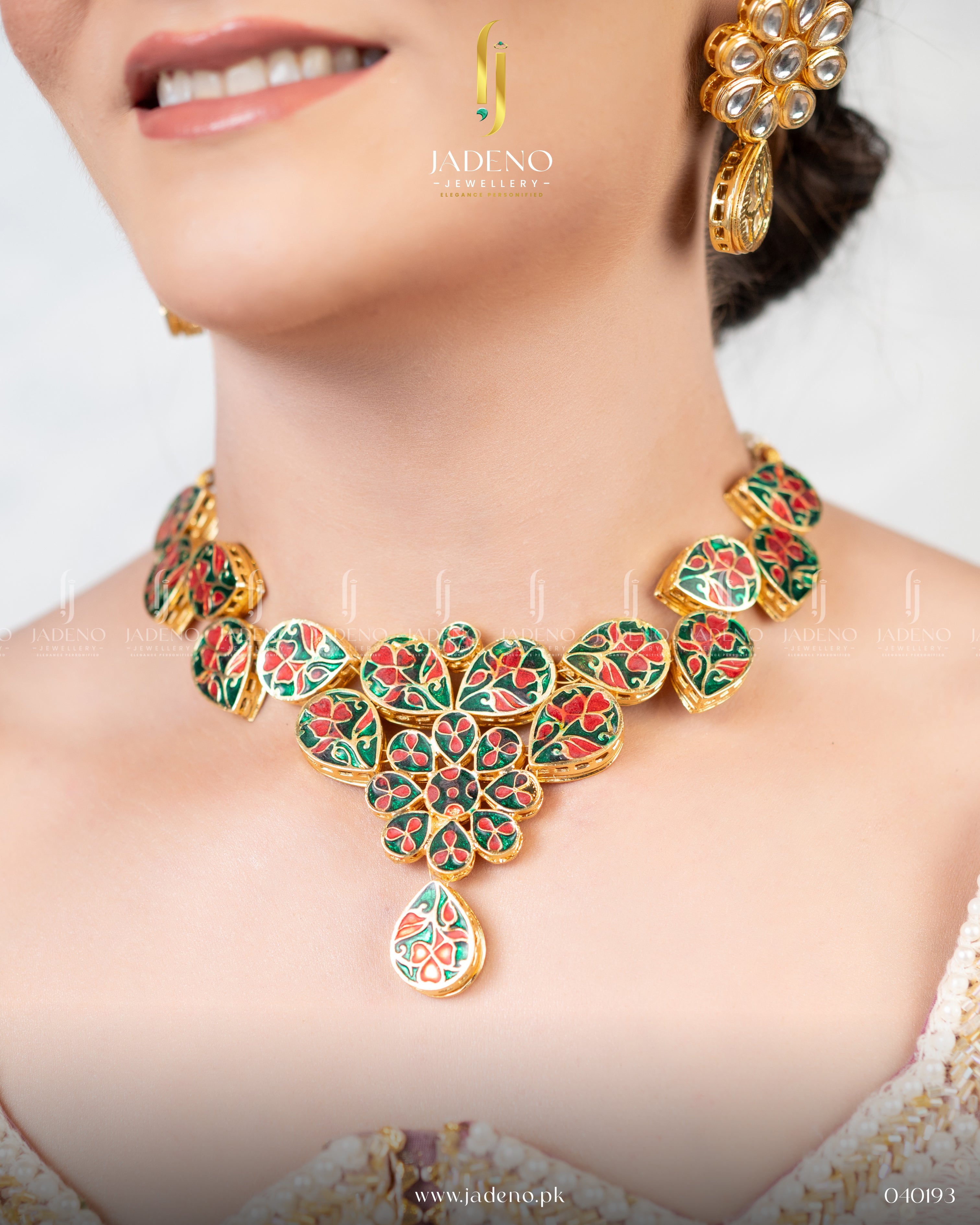 Pure Jaipuri Meena Kundan Necklace Set