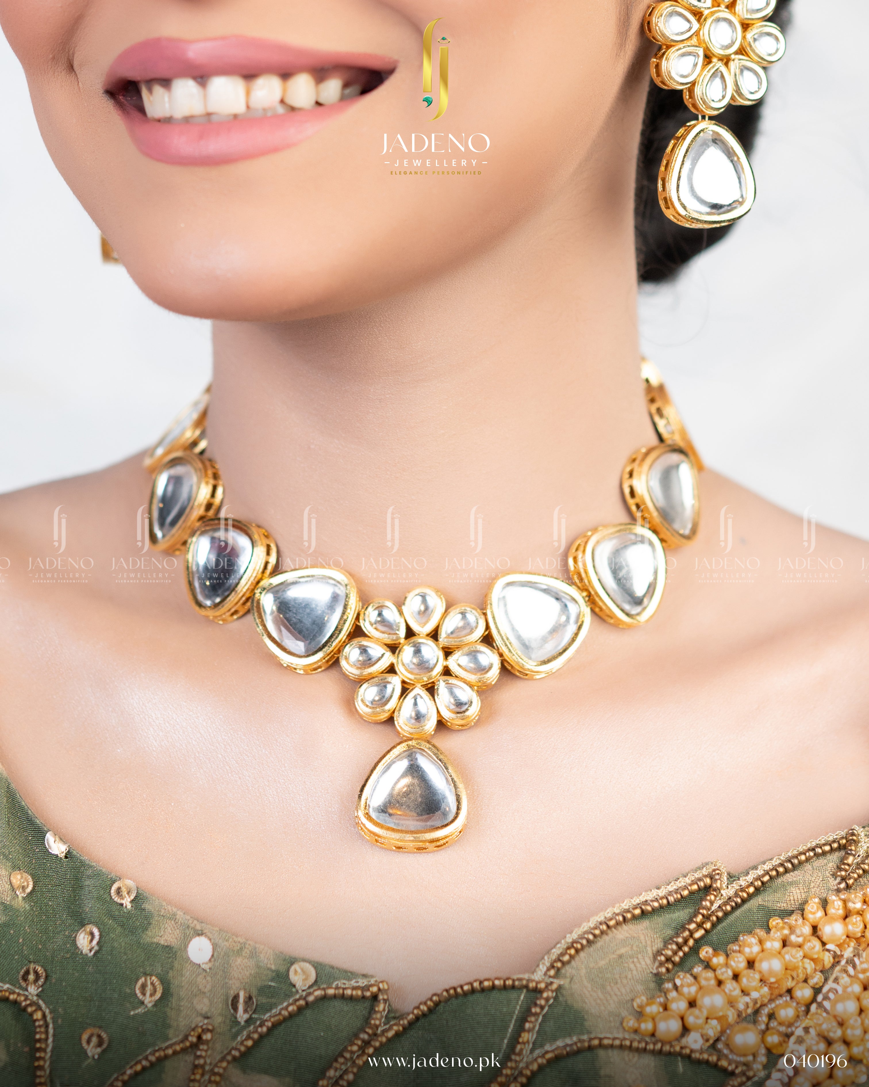 Pure Indian Jaipuri Charm Kundan Necklace with Meena