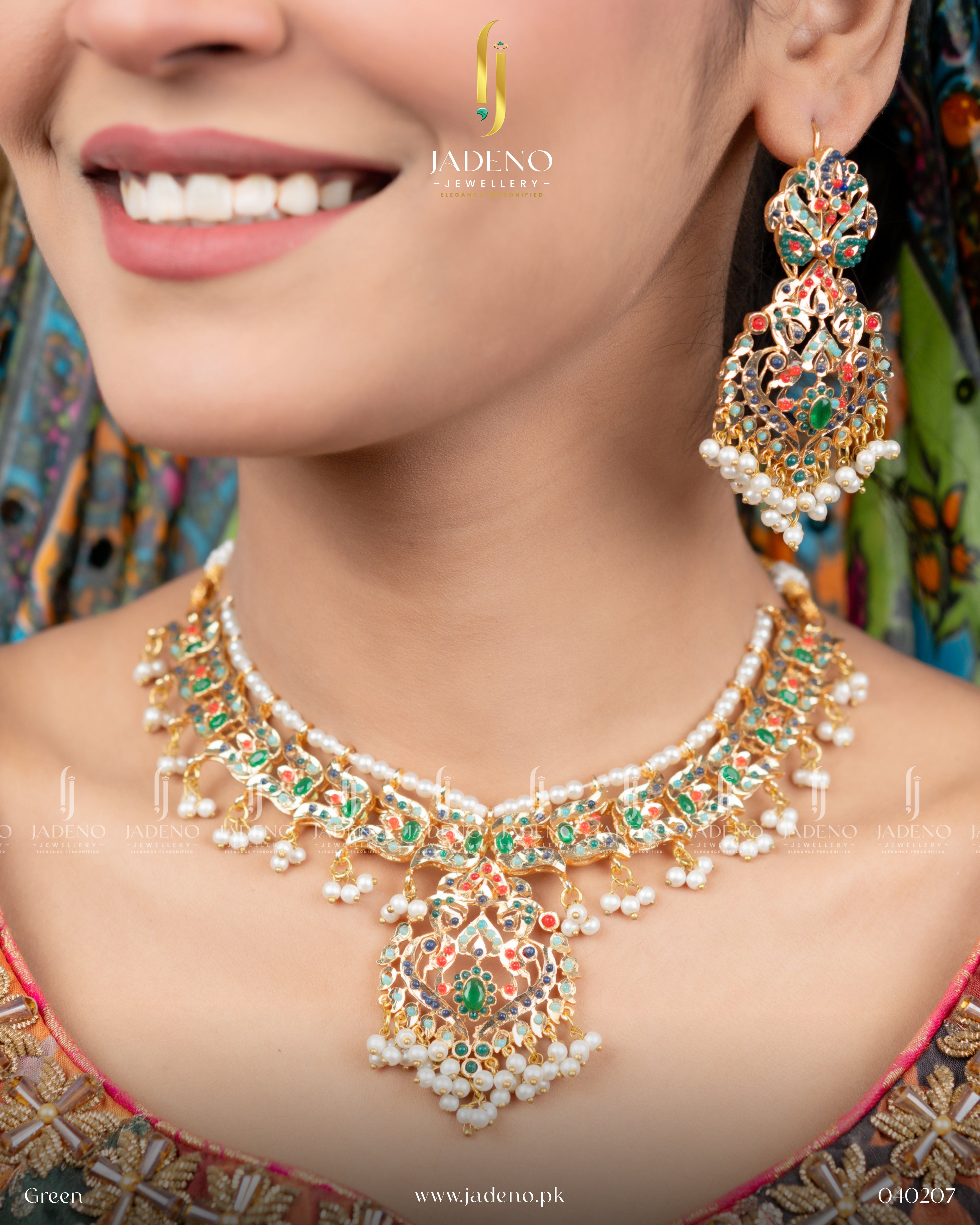 Hyderabadi Styled Sohawa Necklace Set with Tika