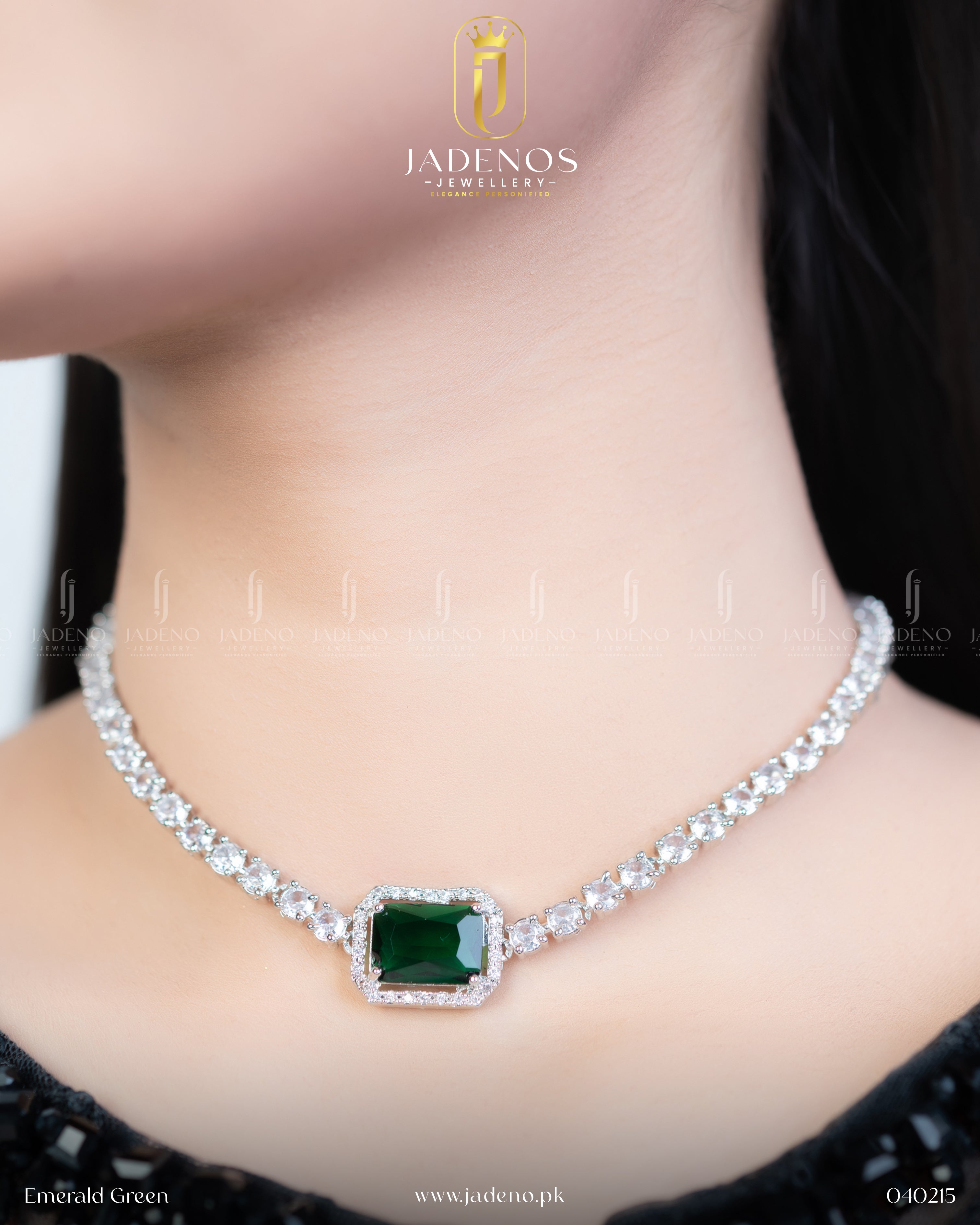 Premium Quality AD Rhodium Plated Necklace Set