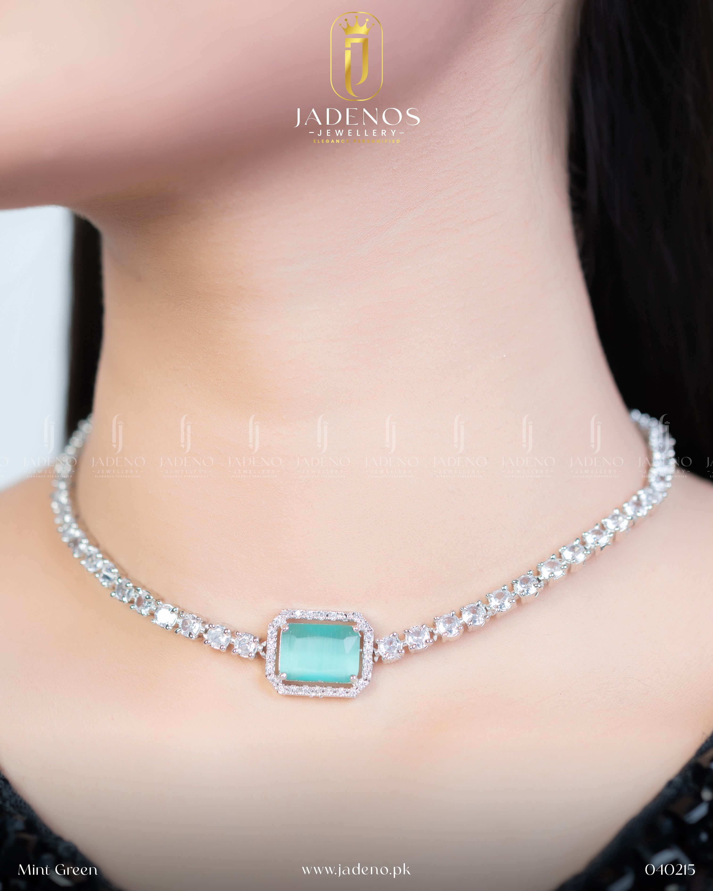 Premium Quality AD Rhodium Plated Necklace Set