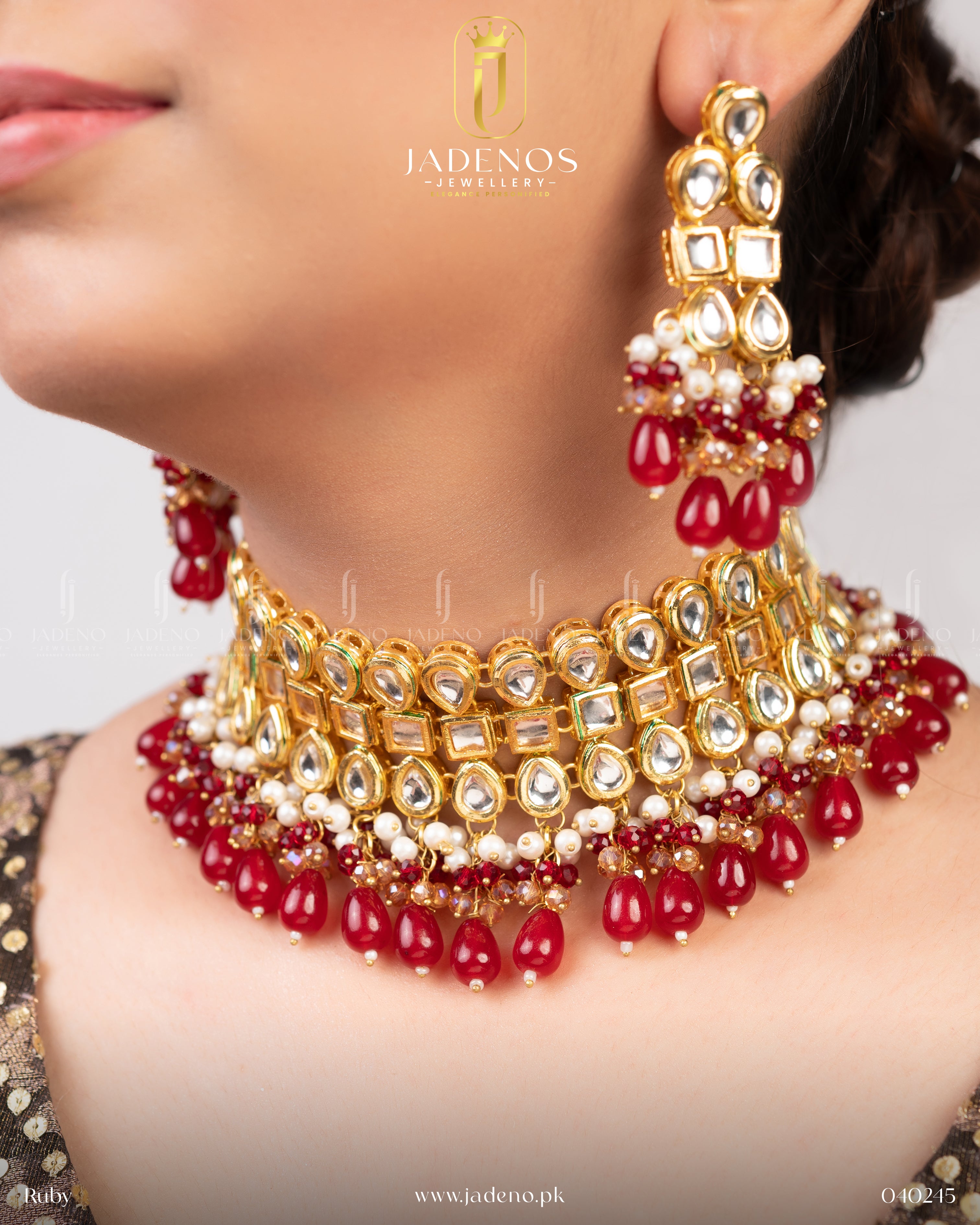 Pure Indian Gulnaar Kundan  Set with Minakari