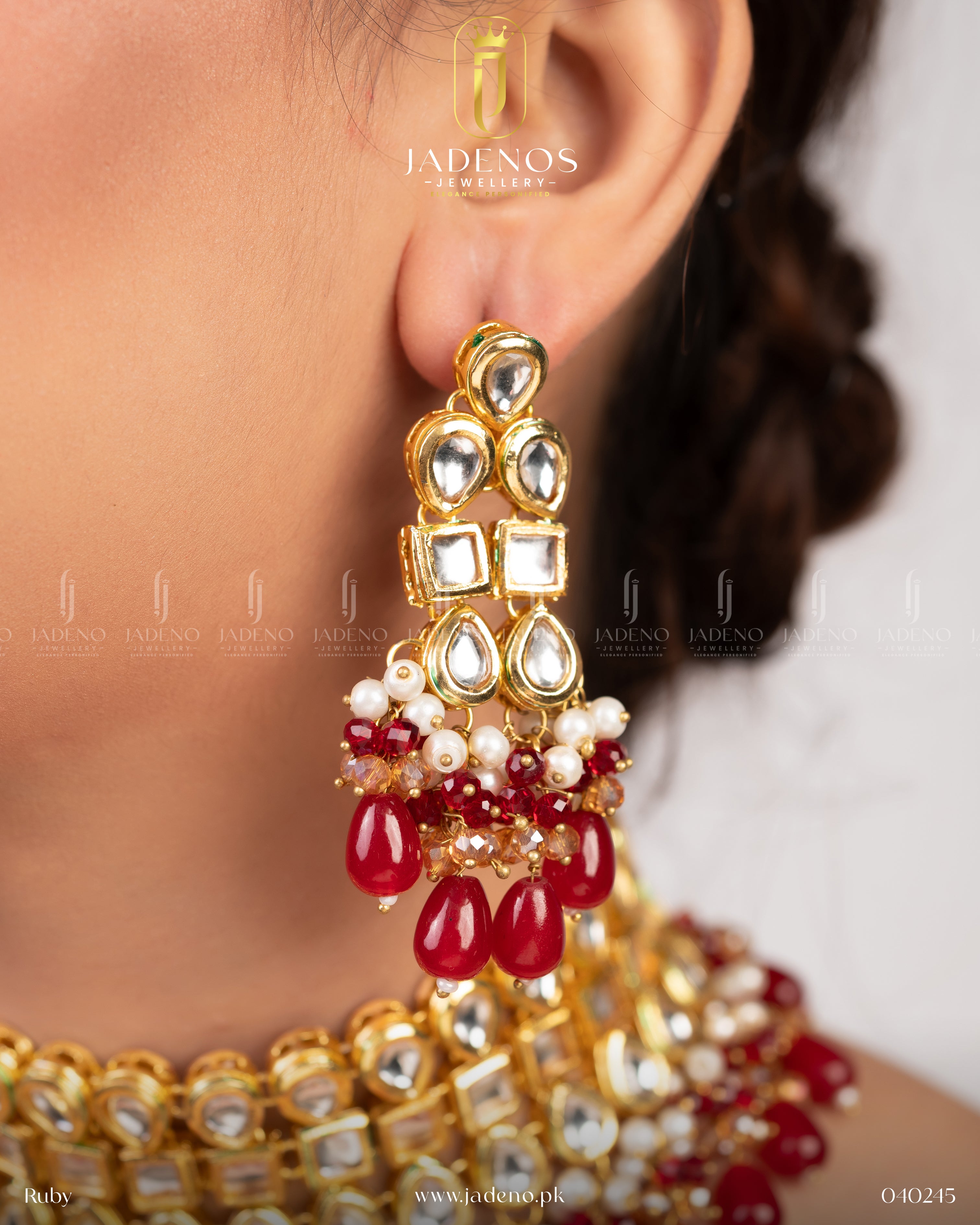 Pure Indian Gulnaar Kundan  Set with Minakari