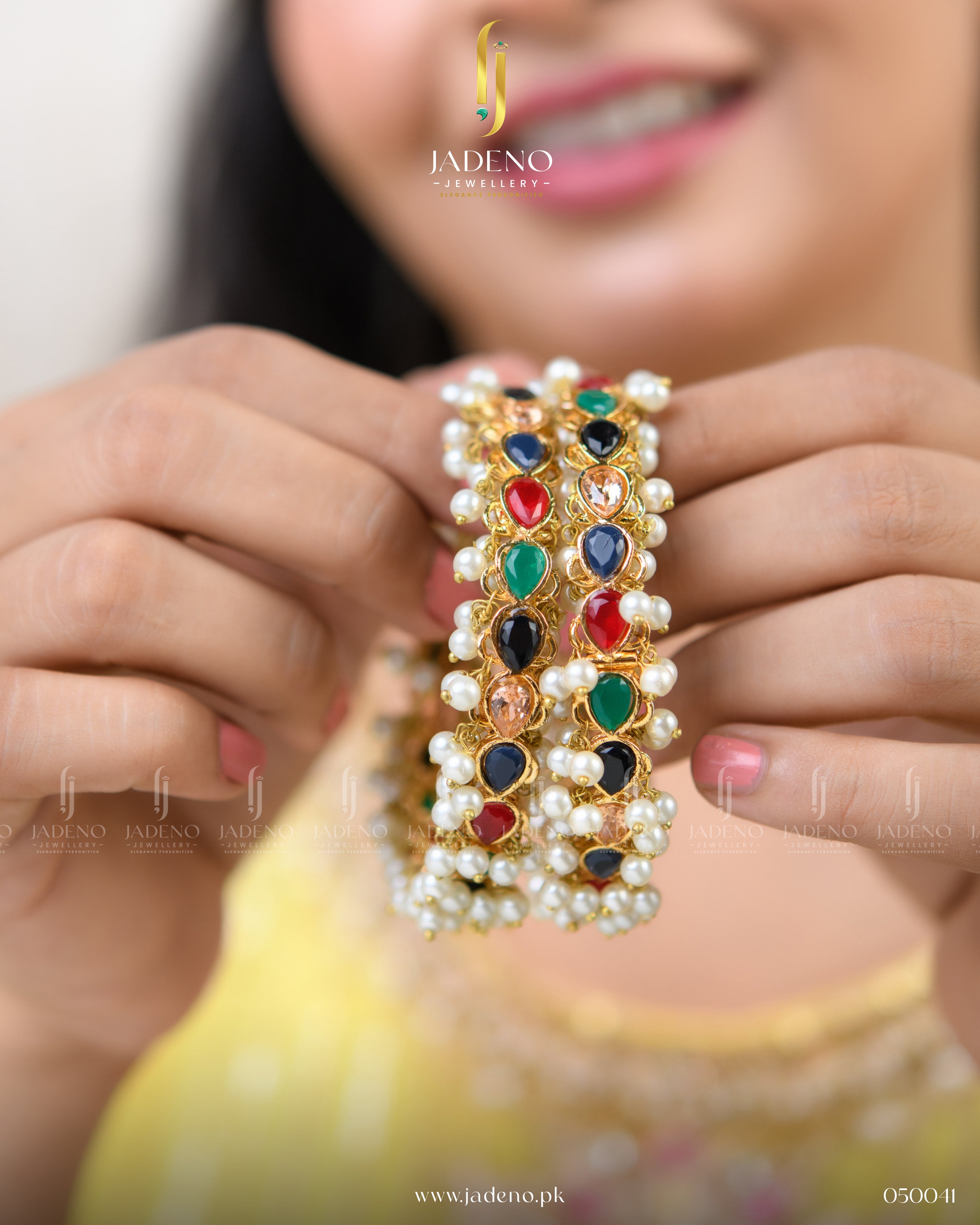 Buy Stunning Handmade Pearl Open-able Bangles Online in Pakistan | Jadeno Jewellery