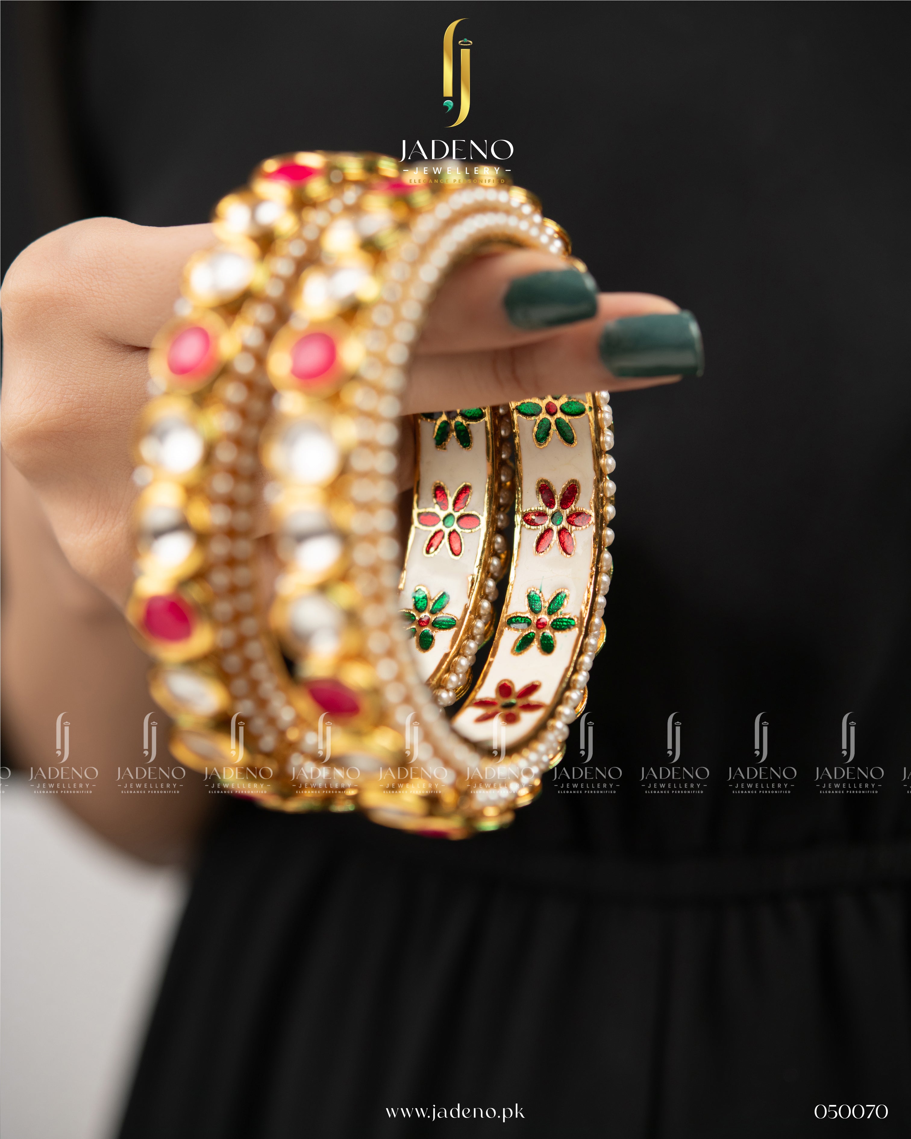 Pure Indian Kundan Mina Openable Bangles