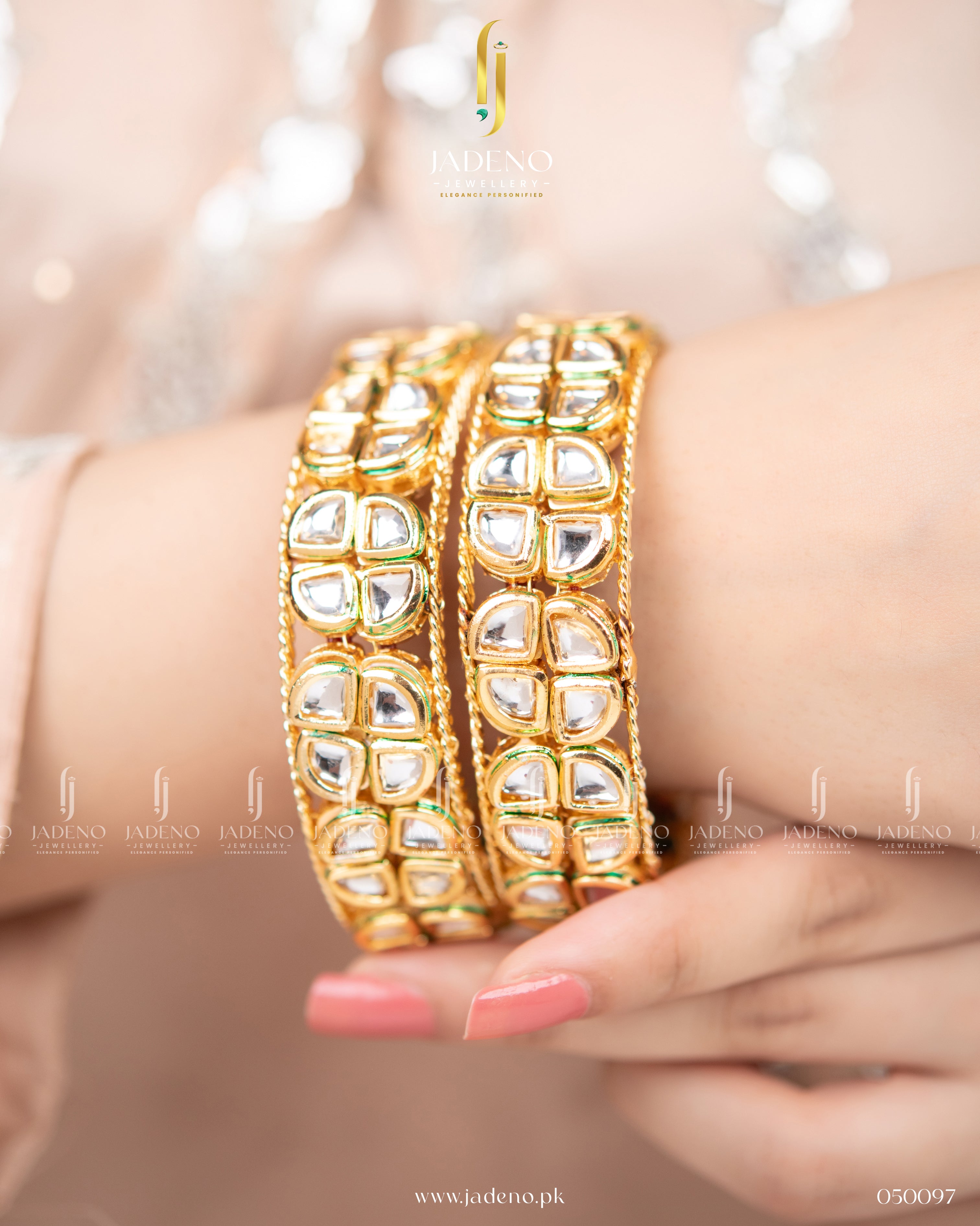 Finest Quality Pure Indian Kundan- Mina Royal Bangles