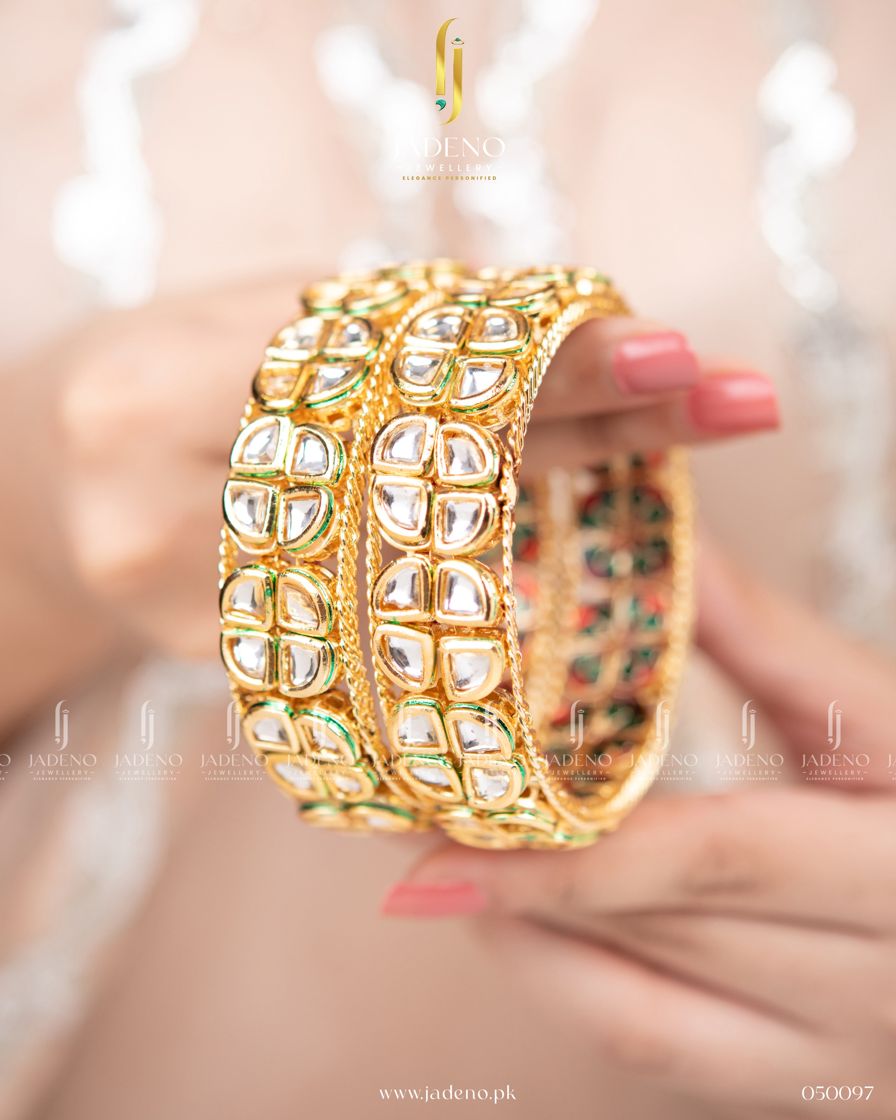Finest Quality Pure Indian Kundan- Mina Royal Bangles