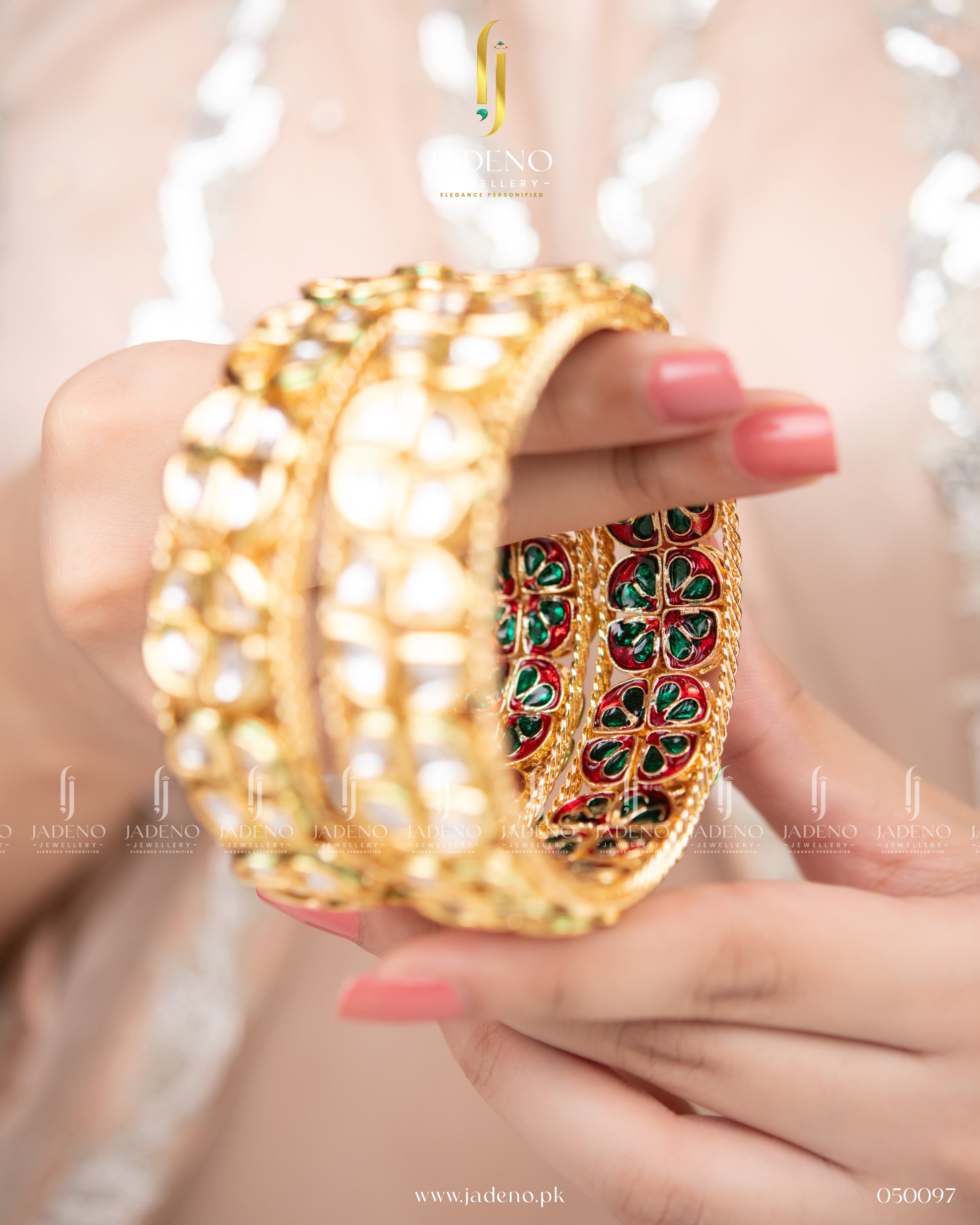 Finest Quality Pure Indian Kundan- Mina Royal Bangles