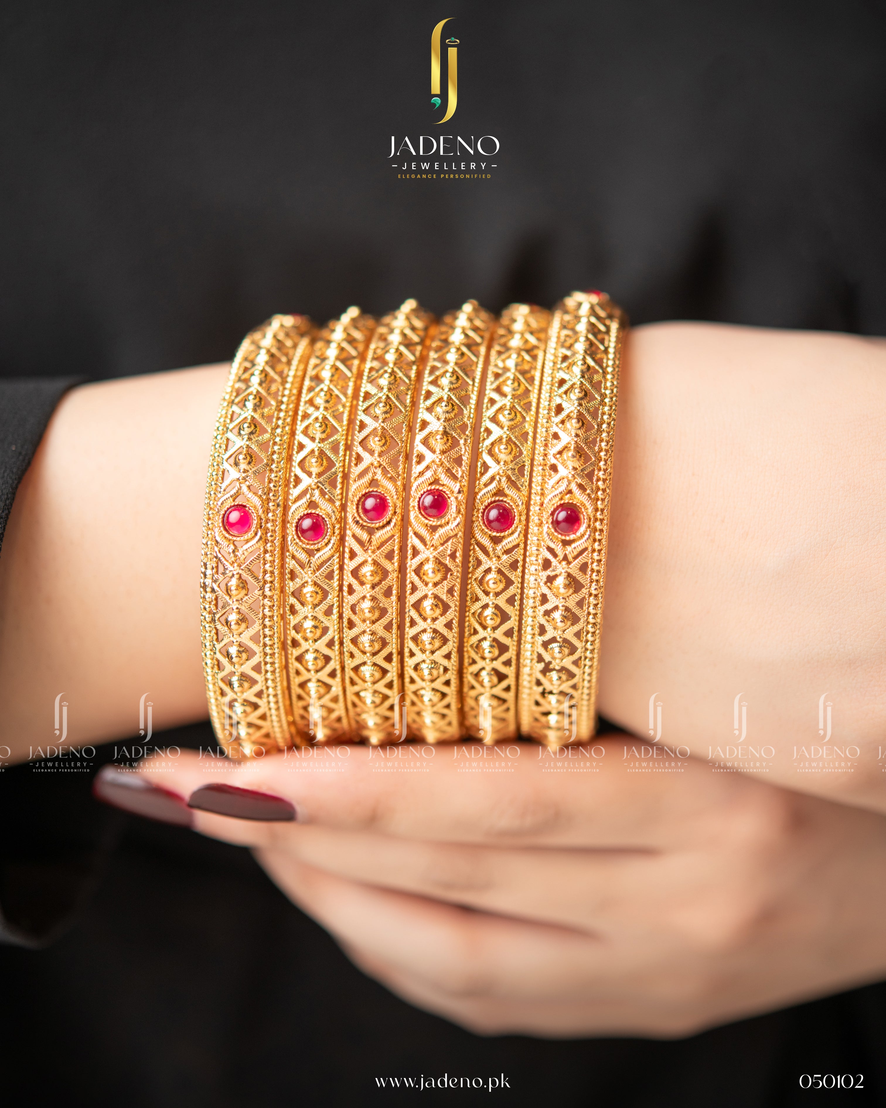 Beautiful South Indian Gold Polished Bangles- 6 Pieces