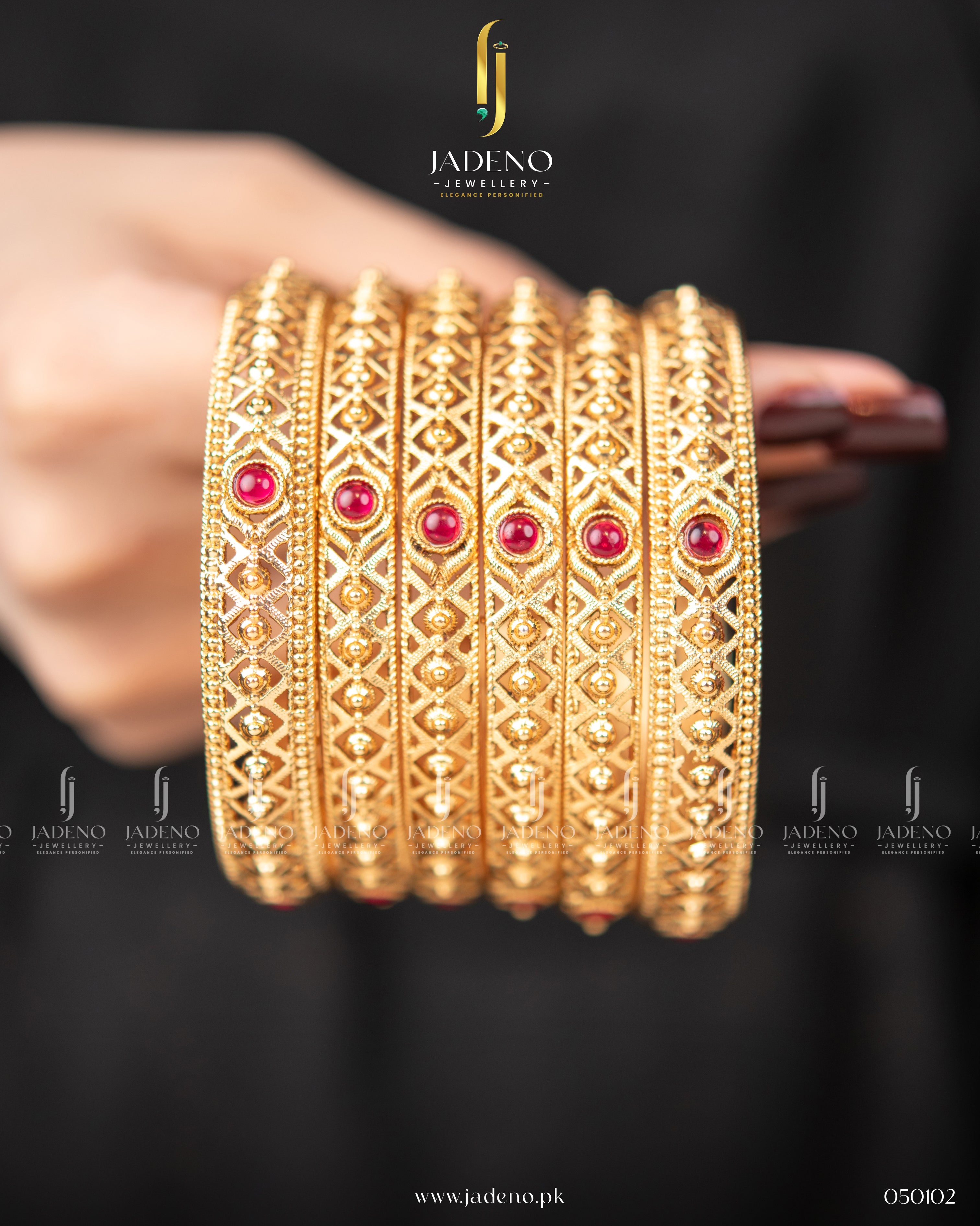 Beautiful South Indian Gold Polished Bangles- 6 Pieces