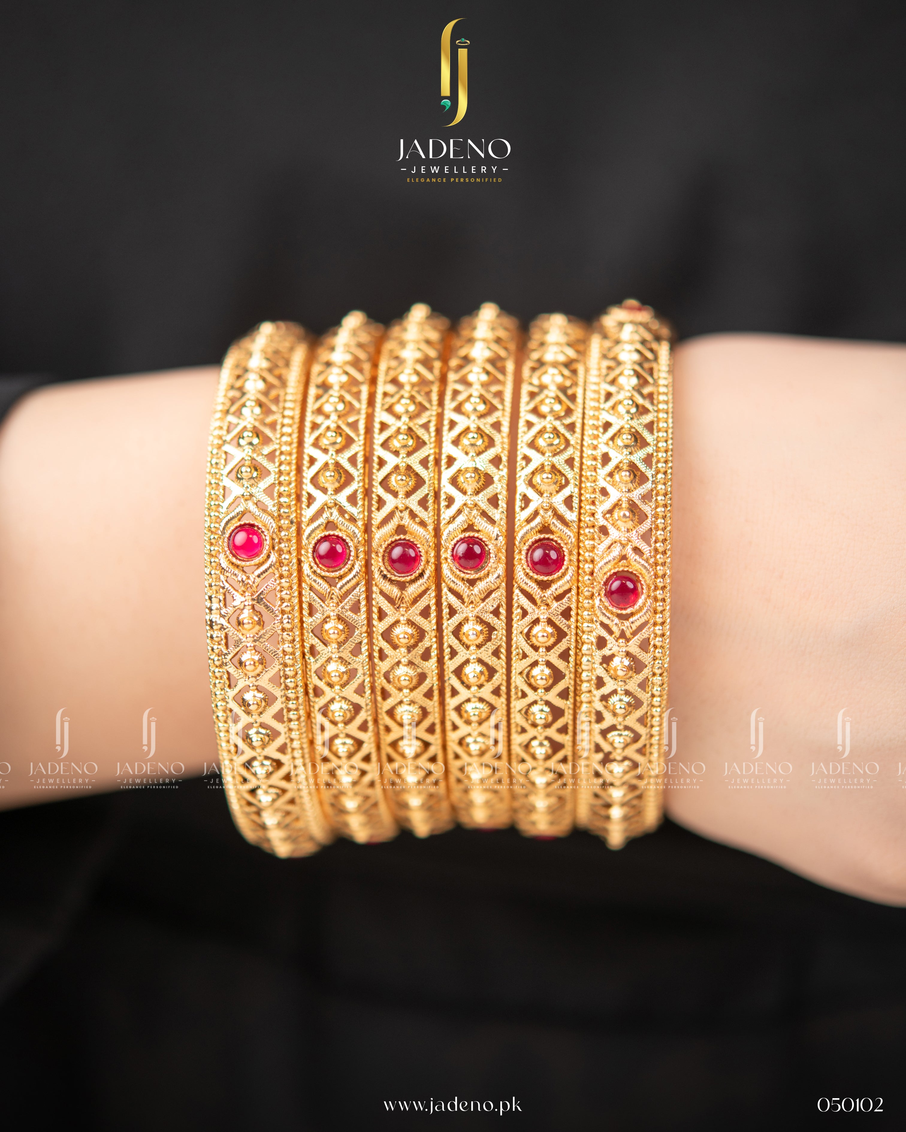Beautiful South Indian Gold Polished Bangles- 6 Pieces
