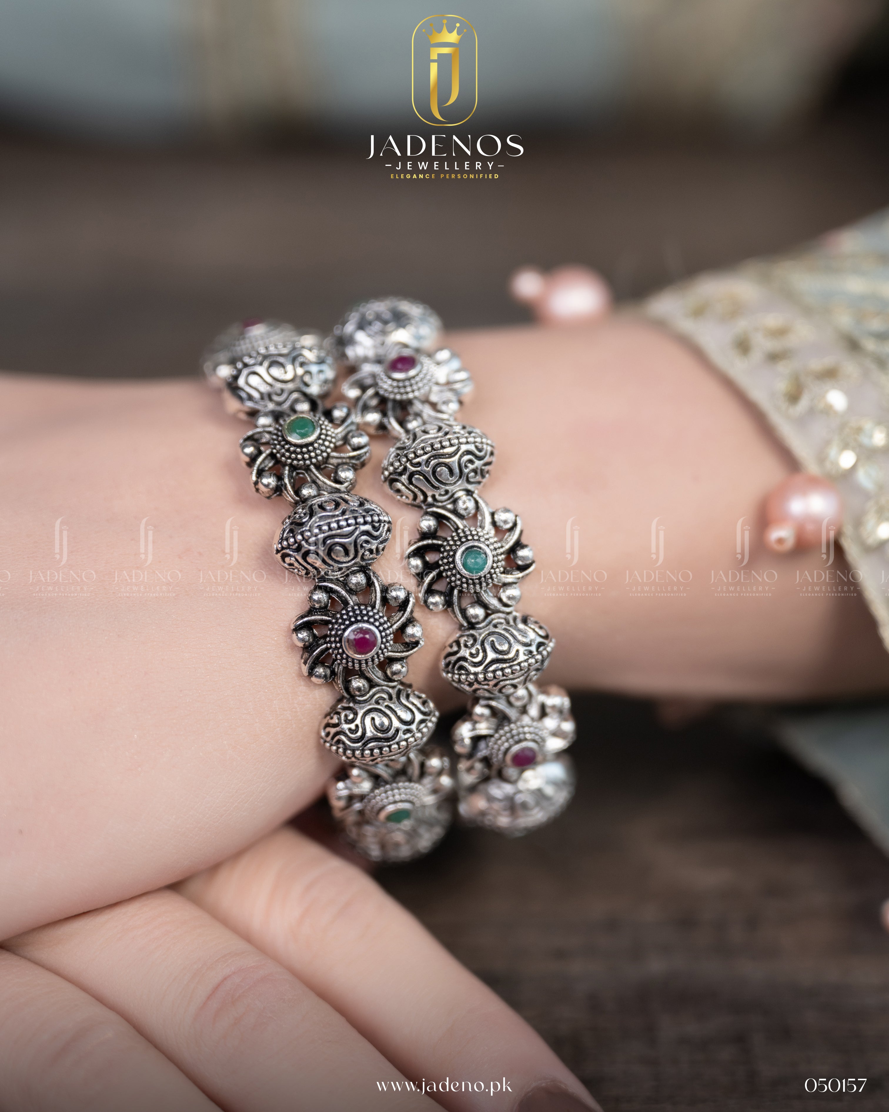 The Flora Glory Oxidised Bangles