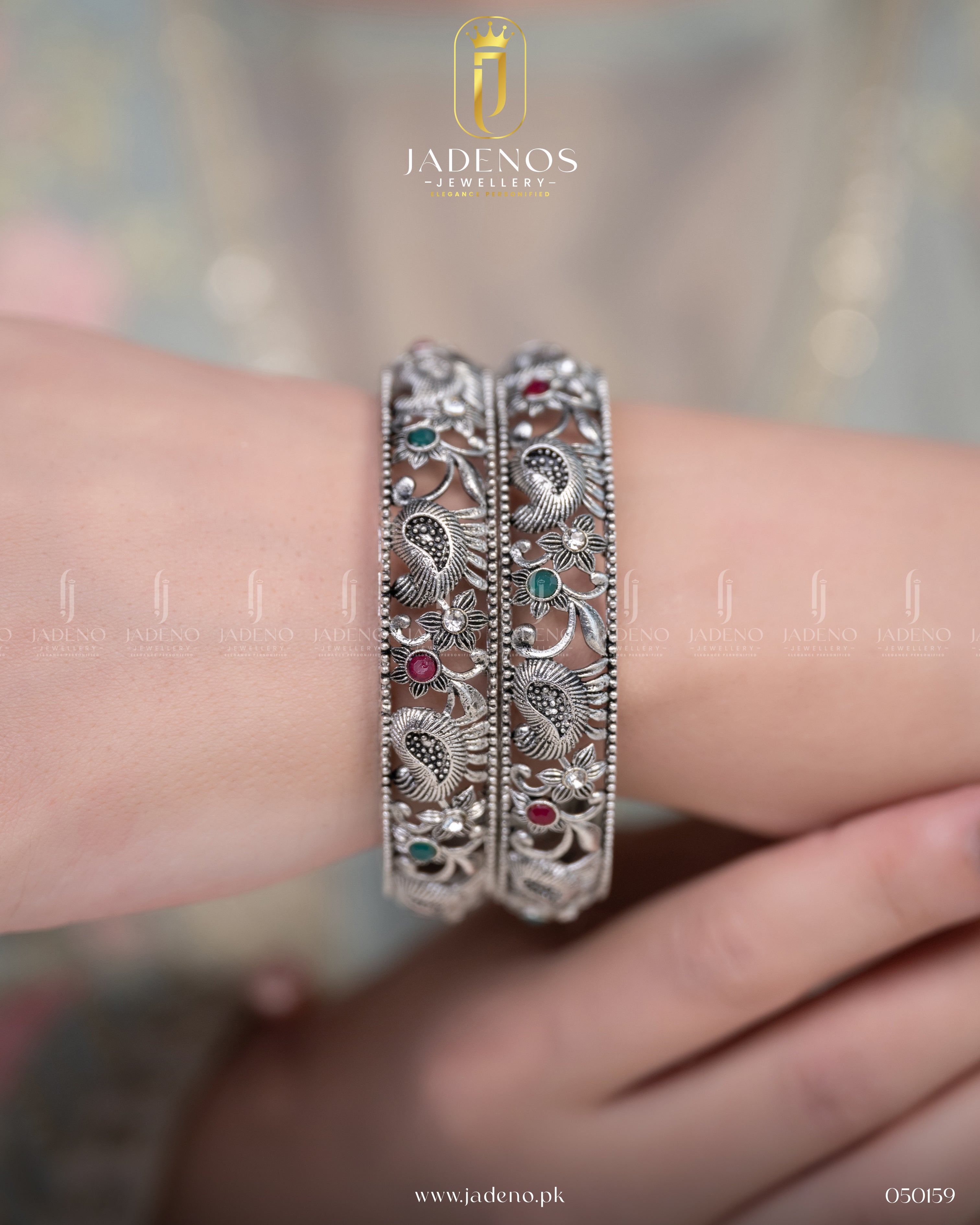 The Oxidised Vintage Flora Bangles