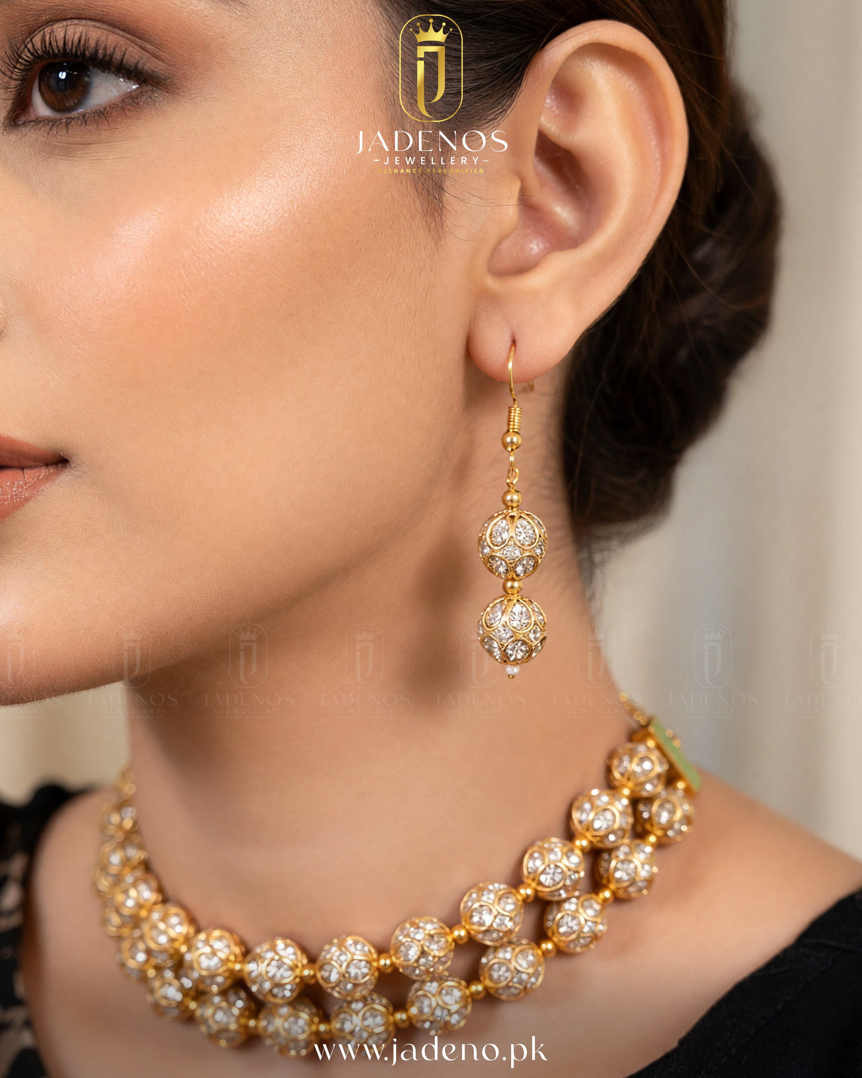 Designer's Crafted Dobule Layered Royal Orb Necklace Set