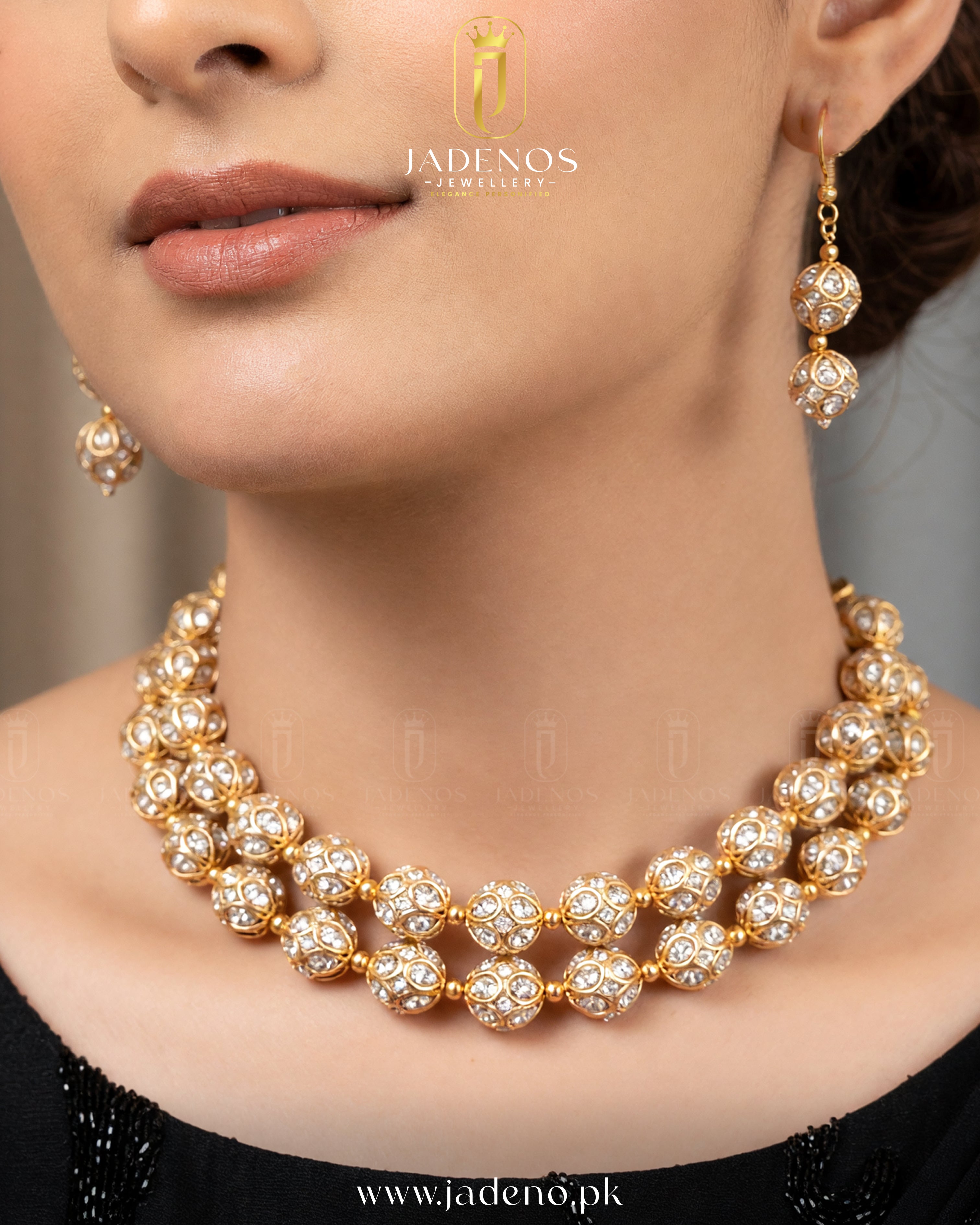 Designer's Crafted Dobule Layered Royal Orb Necklace Set