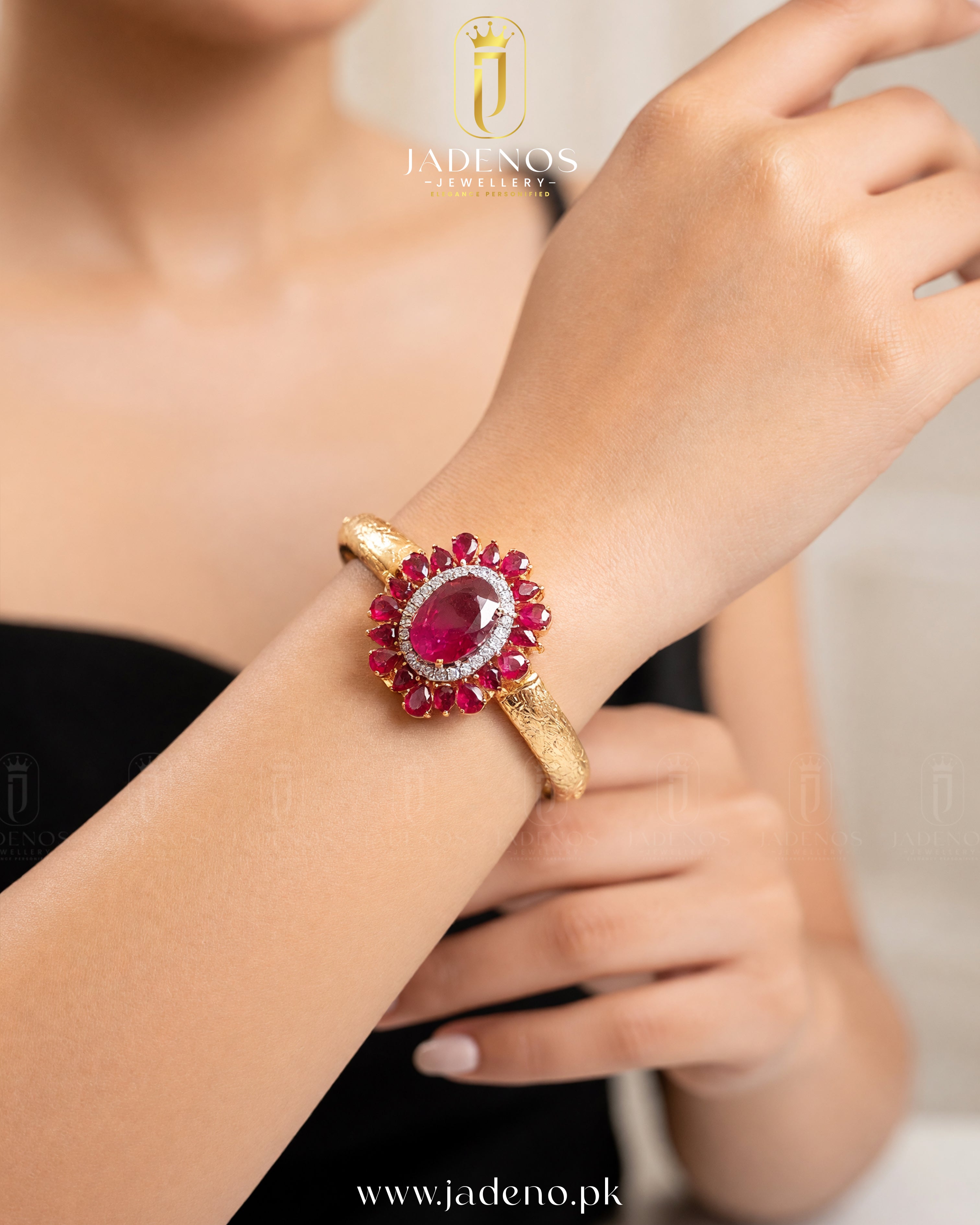 The Ruby Rosette Openable Bracelet-Cuff