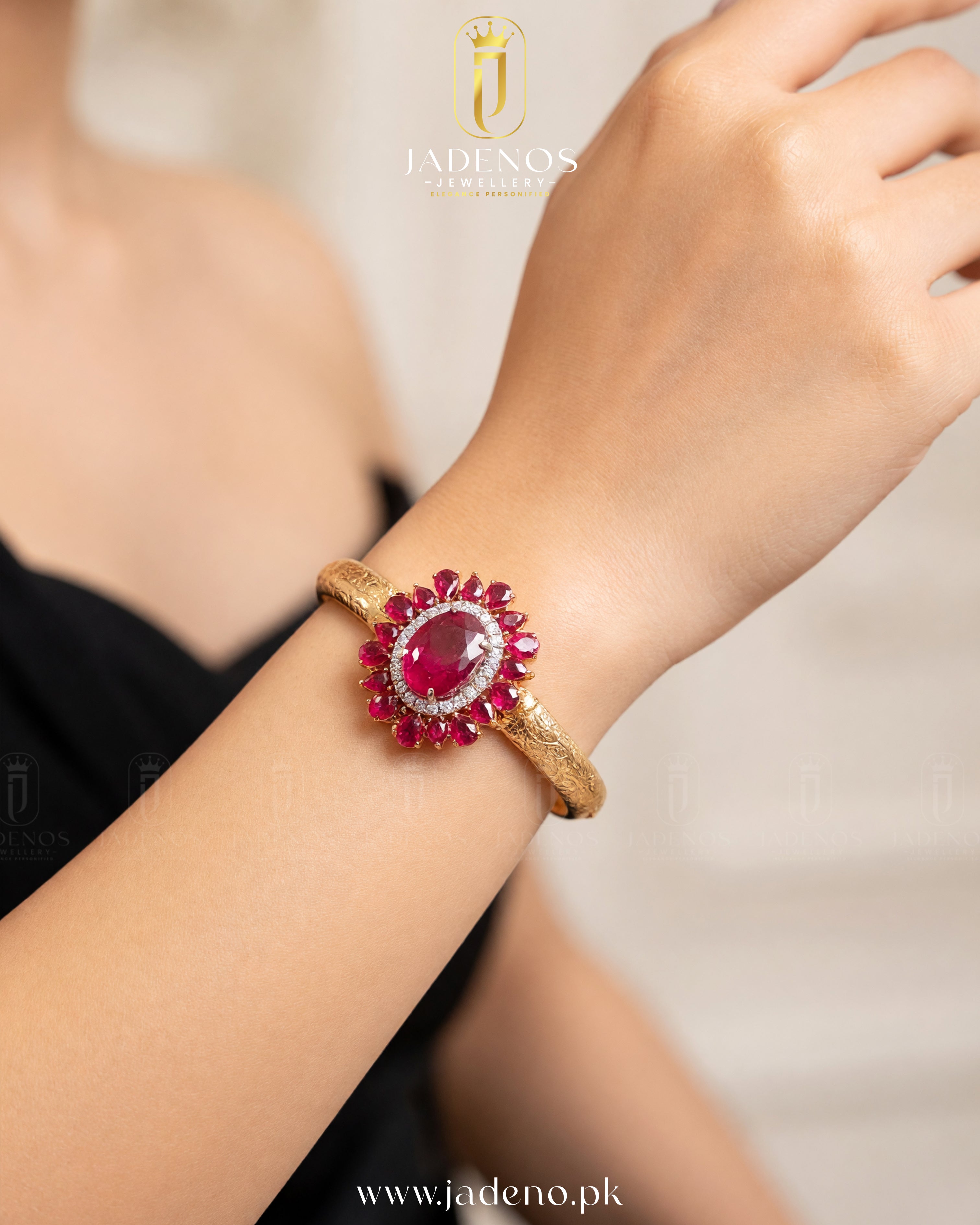 The Ruby Rosette Openable Bracelet-Cuff