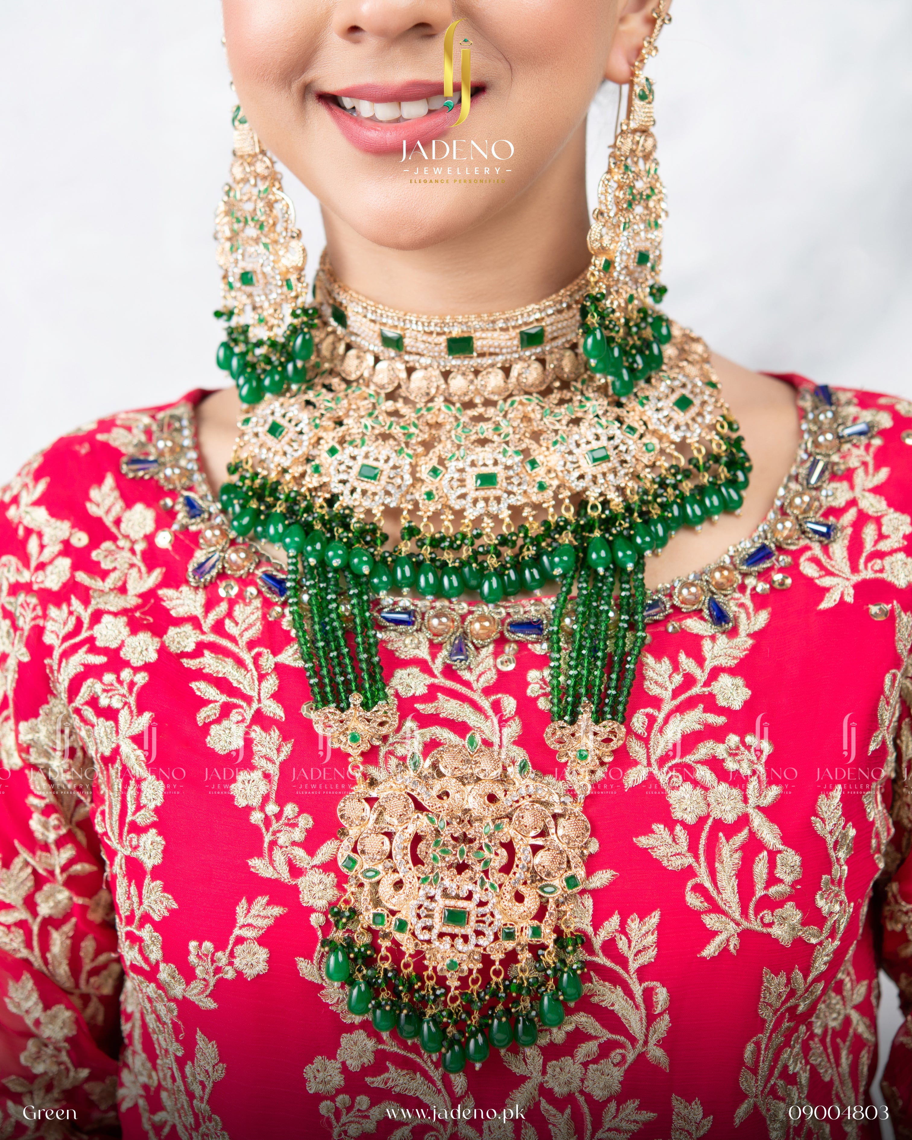 Masha Heavy Casted Bridal Collar Set With Tika Jhumar