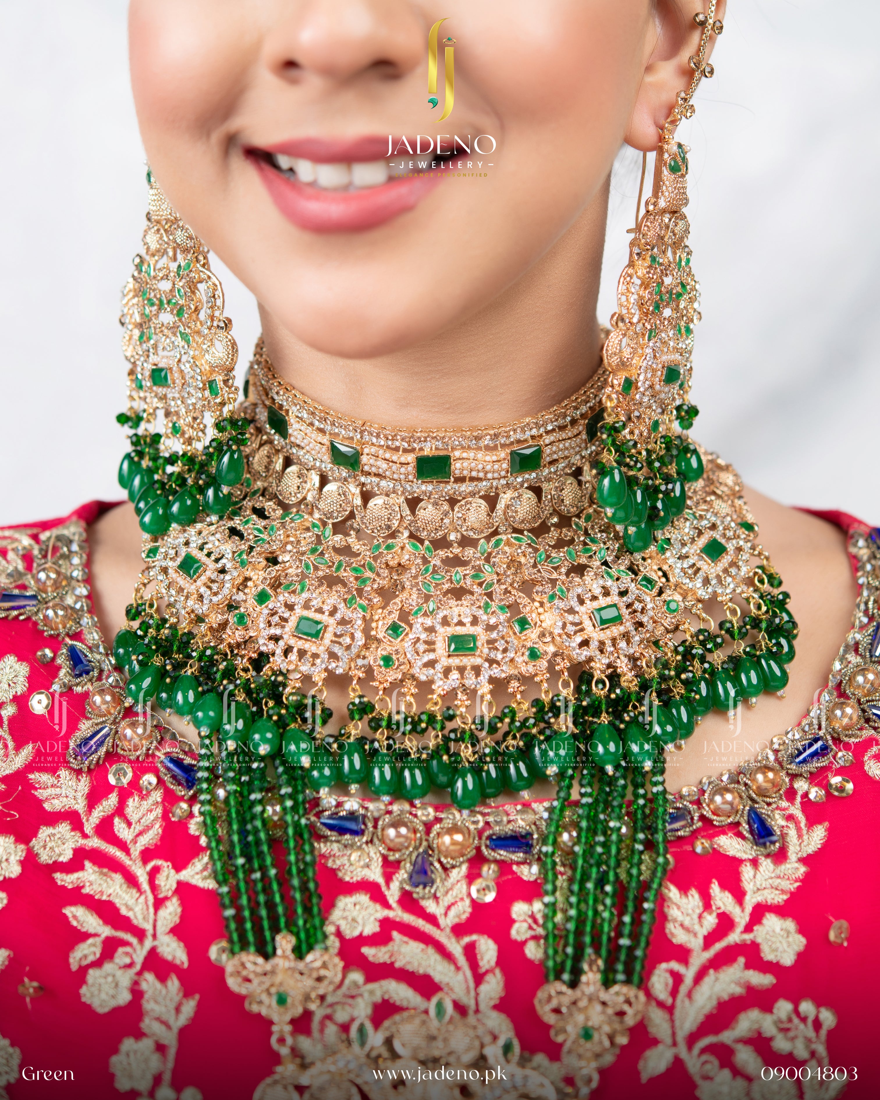 Masha Heavy Casted Bridal Collar Set With Tika Jhumar