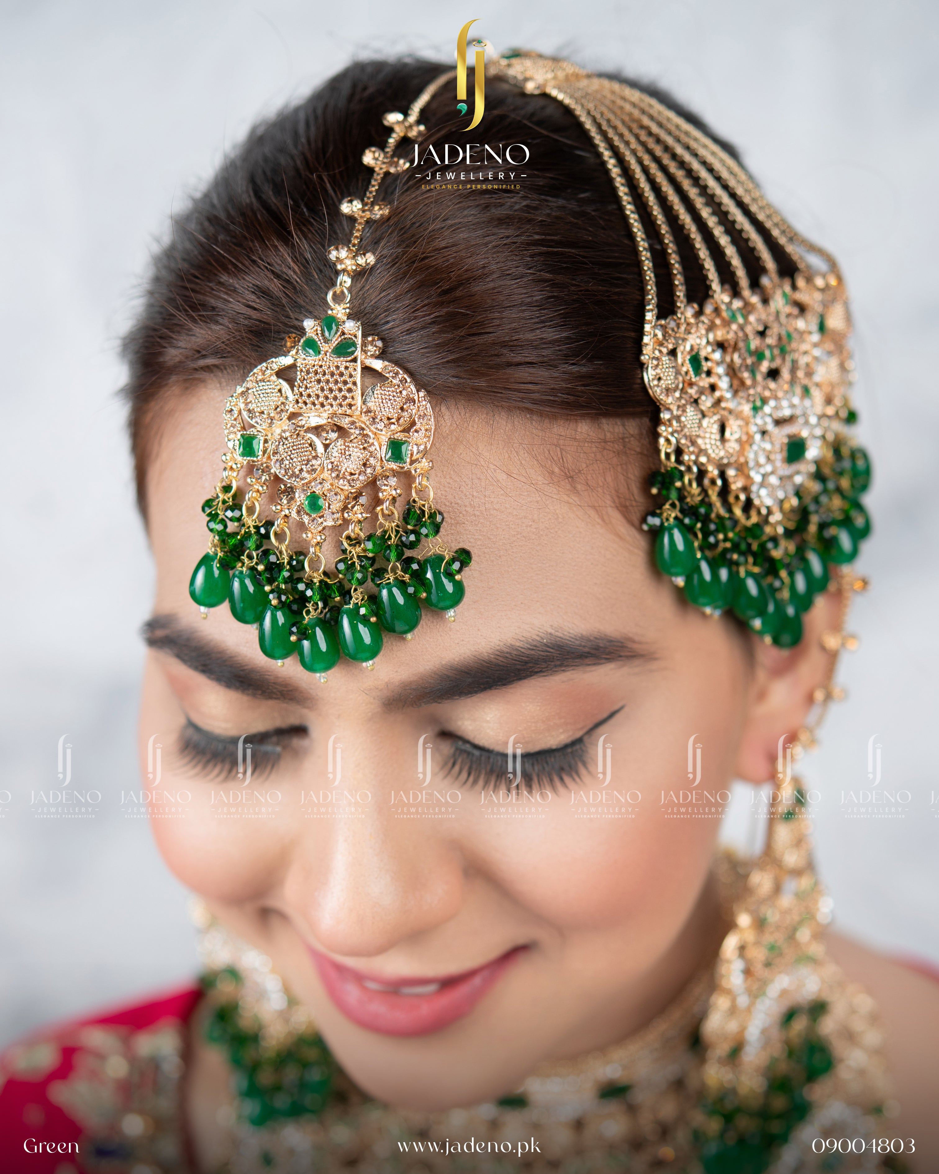 Masha Heavy Casted Bridal Collar Set With Tika Jhumar