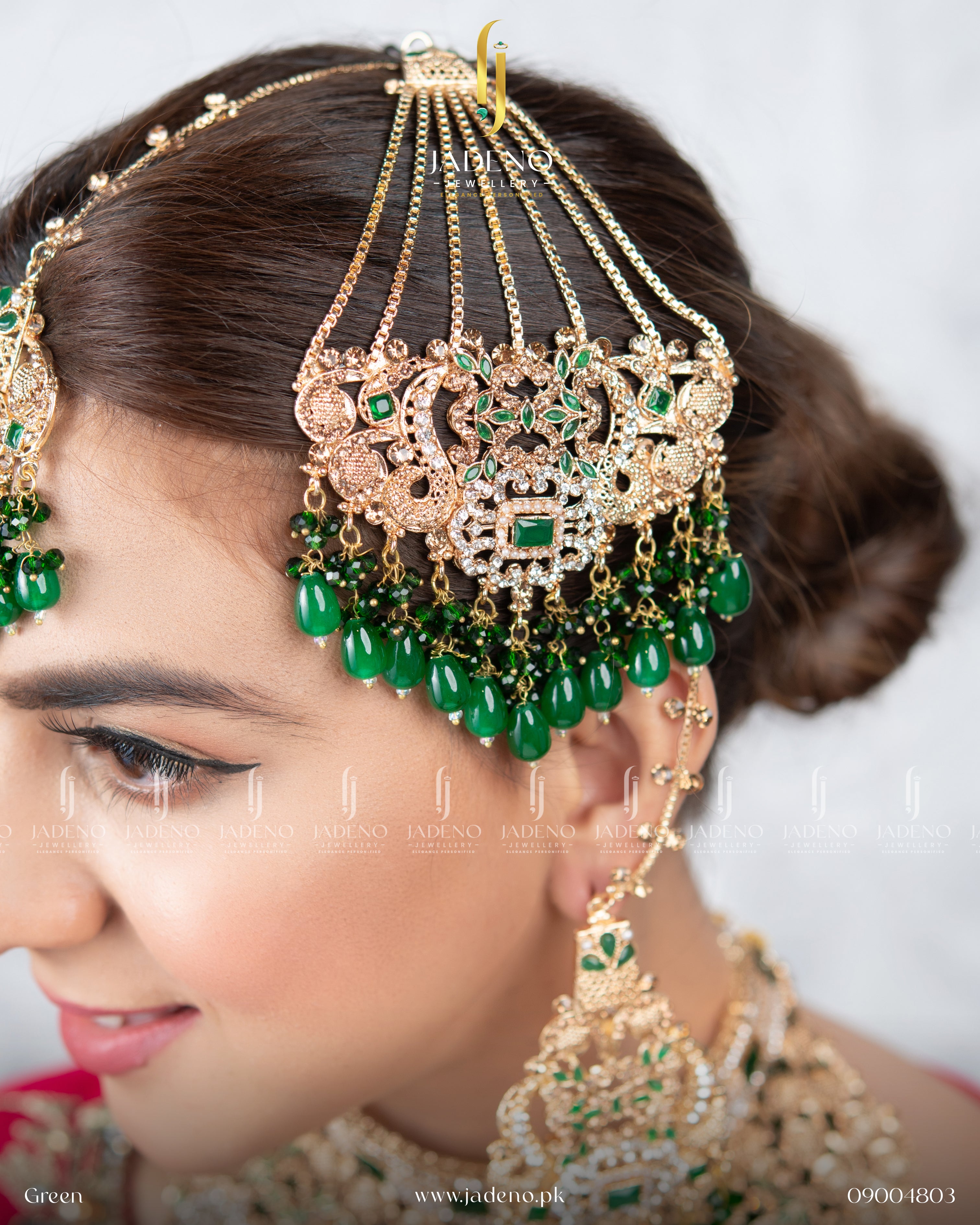 Masha Heavy Casted Bridal Collar Set With Tika Jhumar