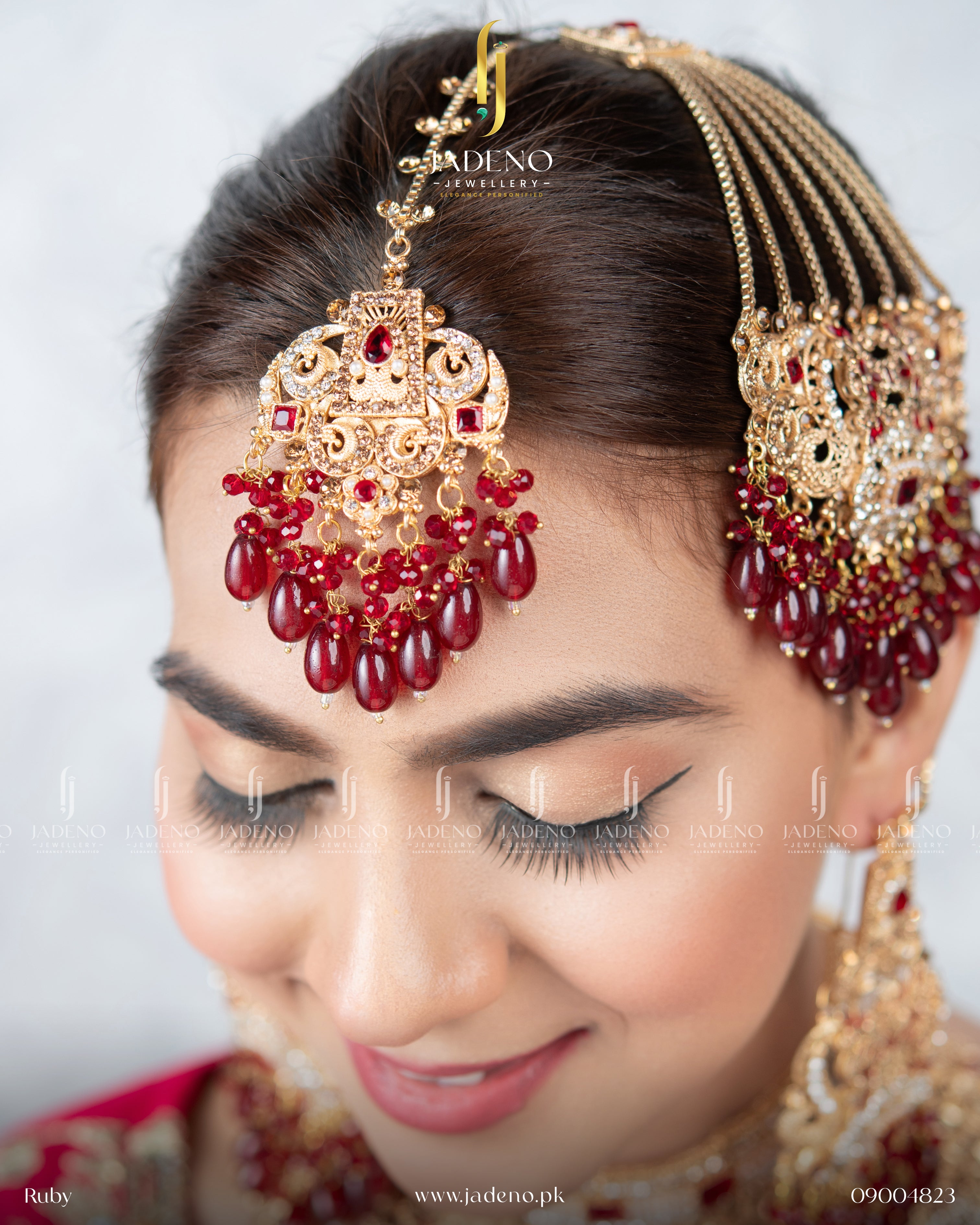 Masha Heavy Casted Bridal Collar Set With Tika Jhumar