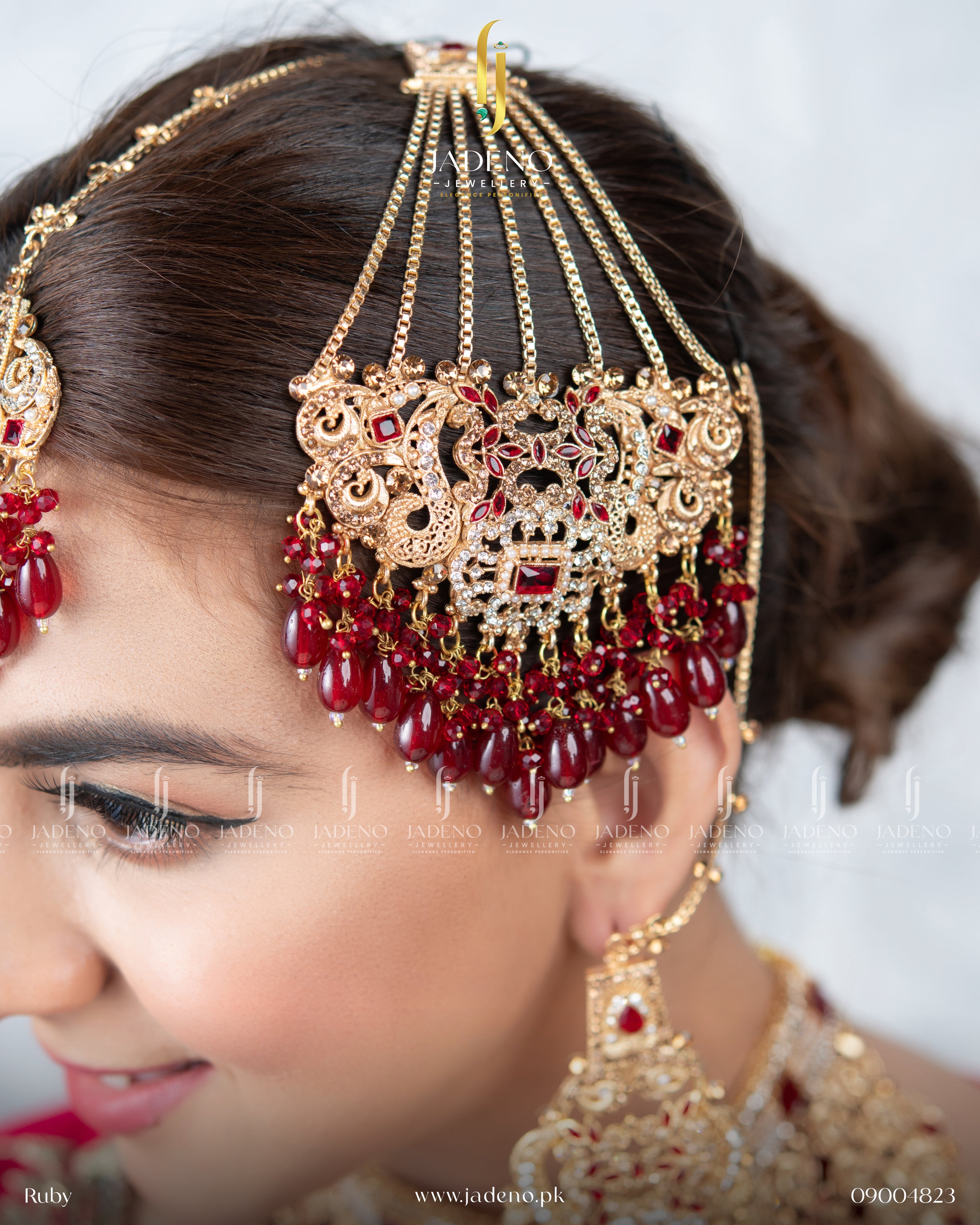 Masha Heavy Casted Bridal Collar Set With Tika Jhumar